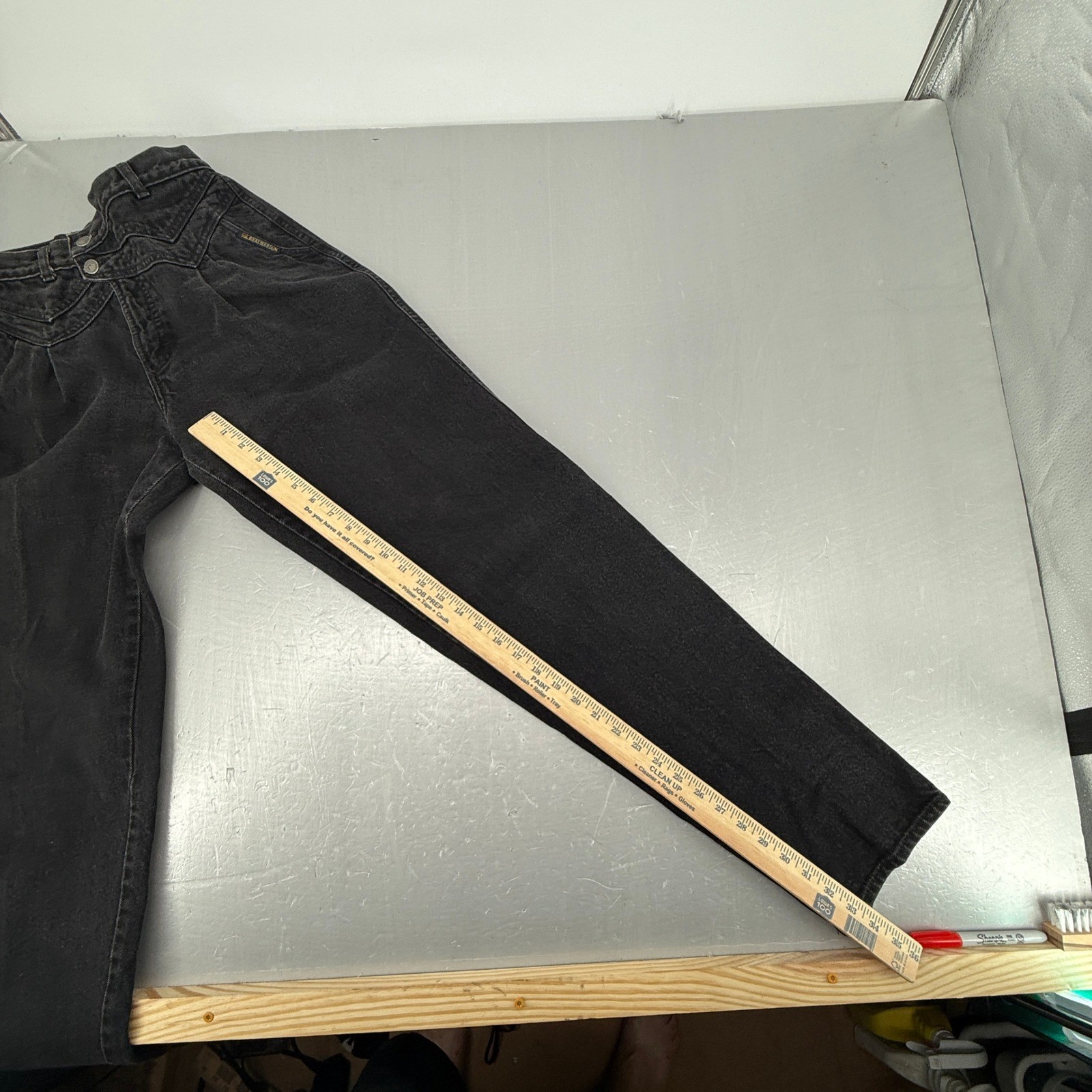 Rocky Mountain Vintage Western Jeans Black High Waist Pleated Crossover 30/11