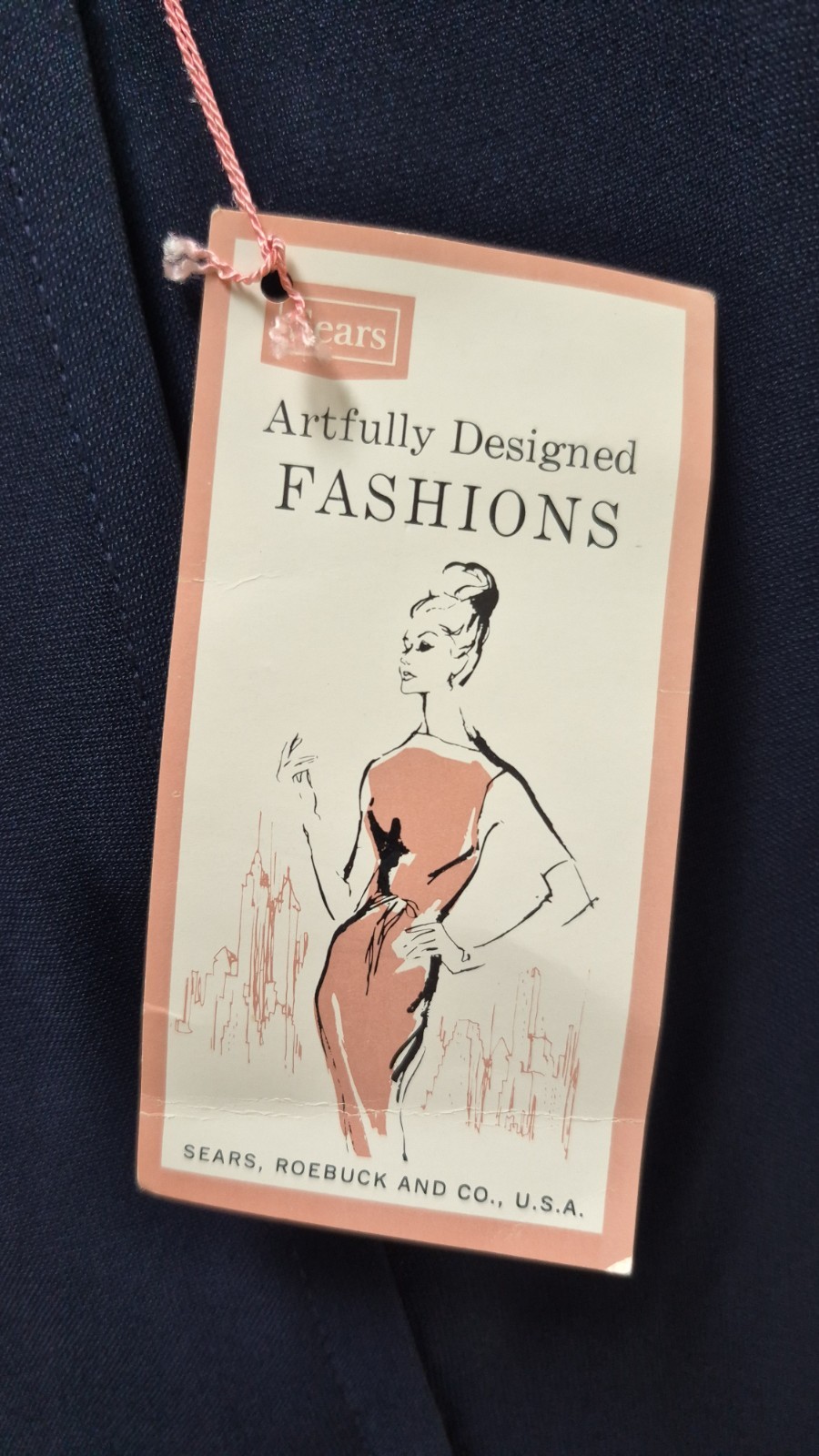 NWT Vintage 1960s SEARS FASHIONS Blue Wiggle Dress with Belt – Size S *READ*