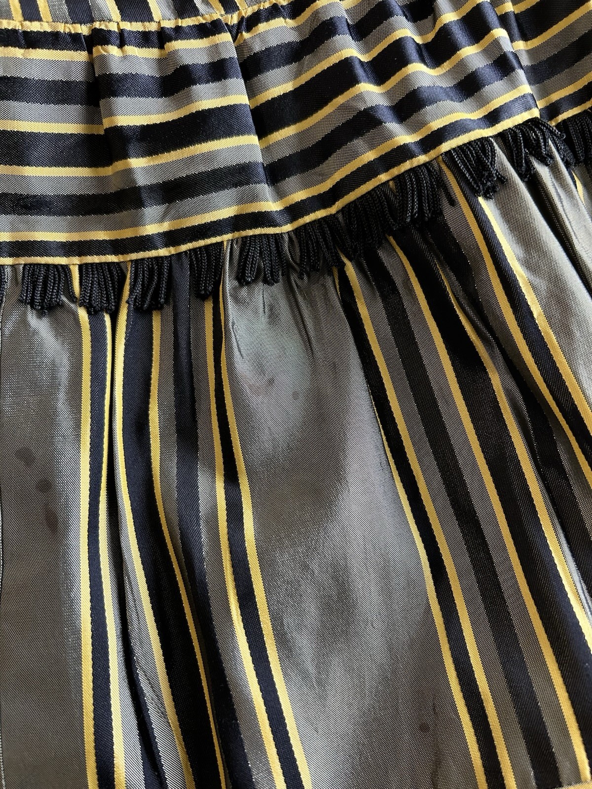 Vintage Taffeta Maxi Skirt With Fringe Size XS Custom Made Gorgeous!