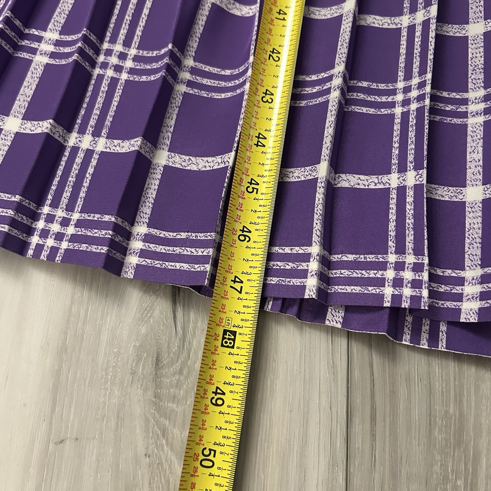 Vintage Leslie Fay Purple Plaid Midi Dress Belted Size 14 Long Sleeve EUC
