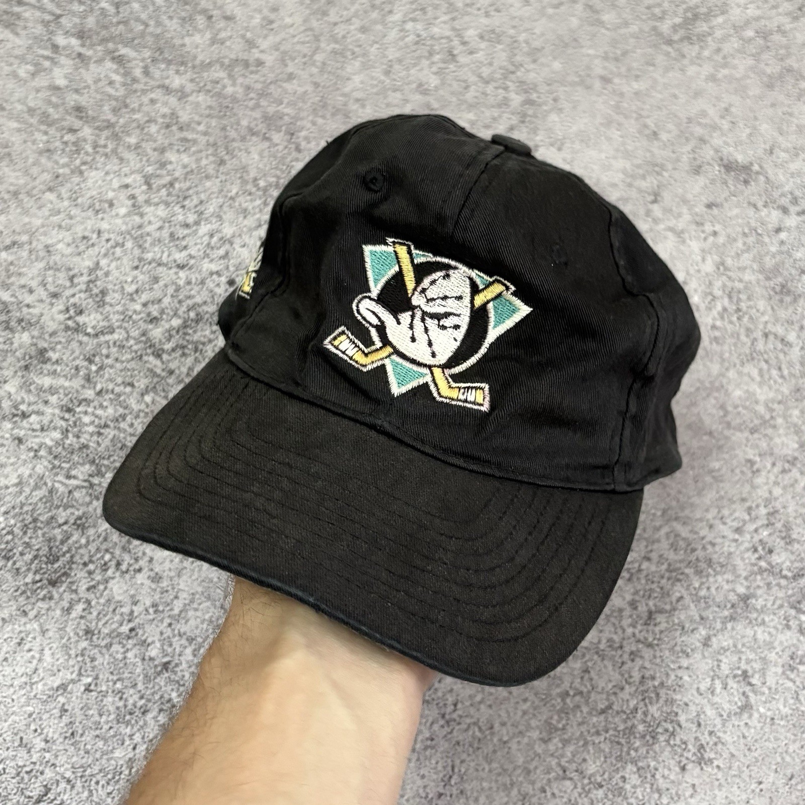 ANAHEIM MIGHTY DUCKS NHL VINTAGE 90S BIG LOGO ADJUSTABLE Y2K SNAPBACK CAP HAT OS