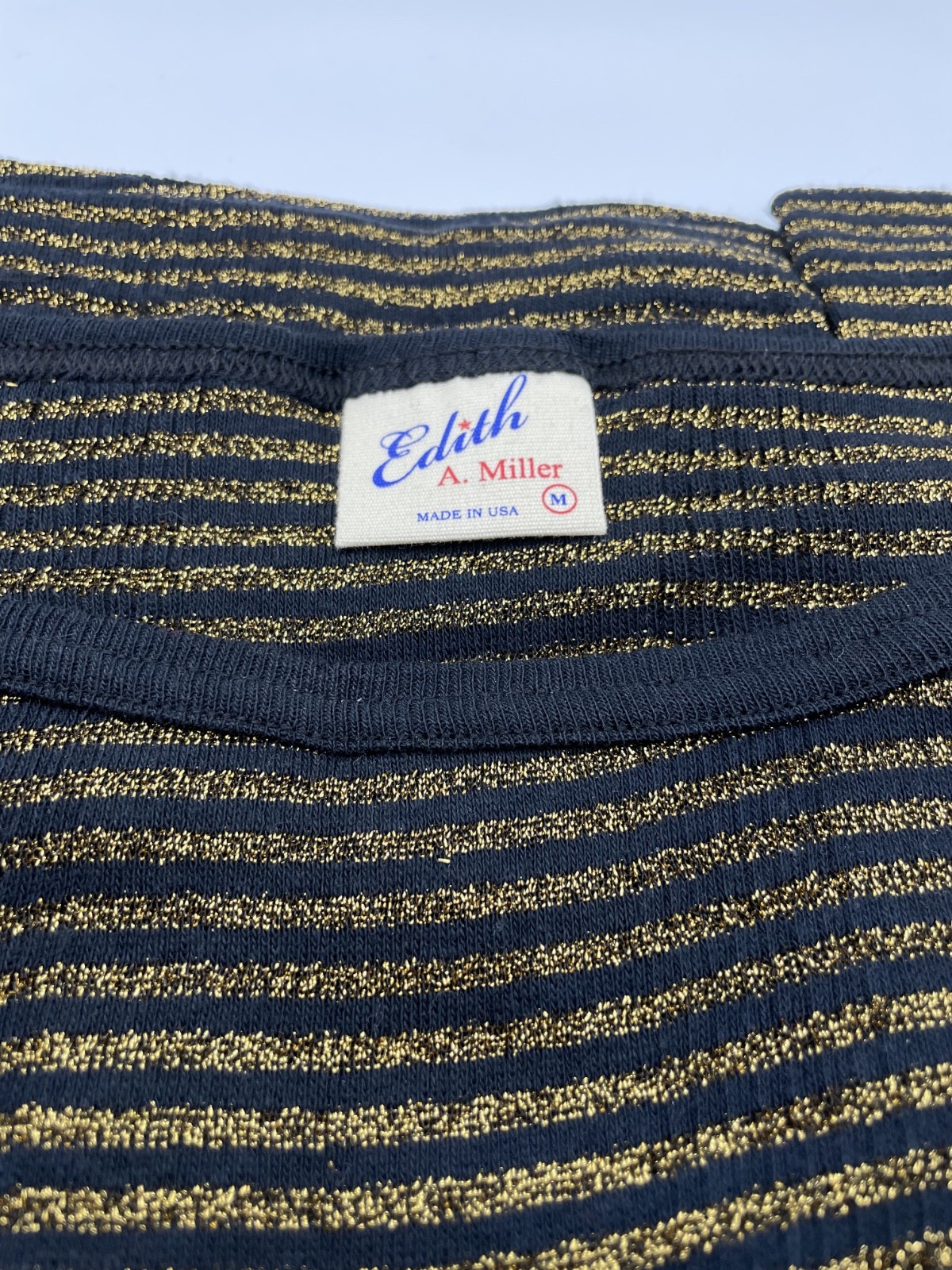 Vintage Edith A Miller Metallic Knit Black & Gold Stripe Dress – Size M