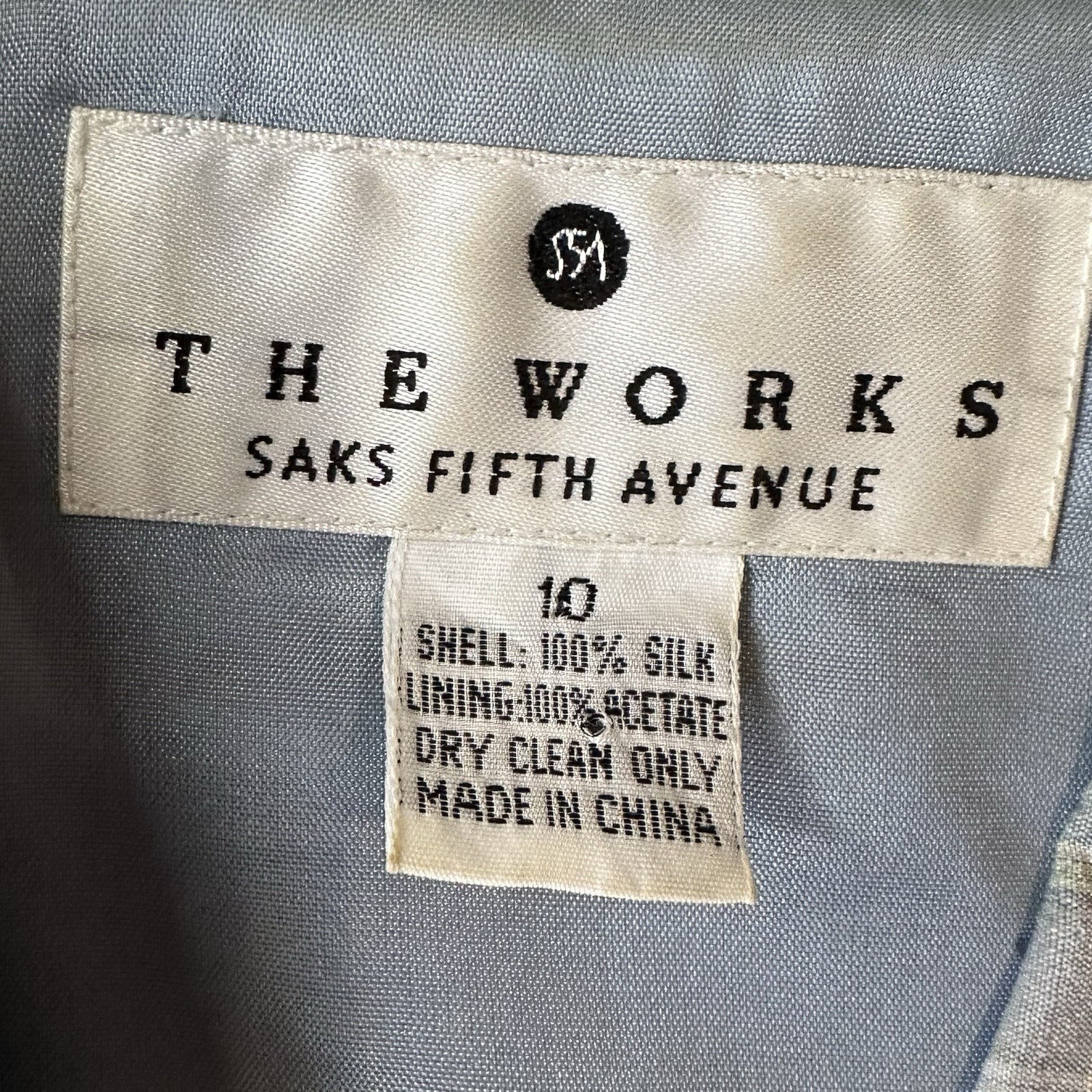 Vintage Works Saks Fifth Ave 100% Silk 10 Plaid Blue Grew Fit & Flare Dress Belt