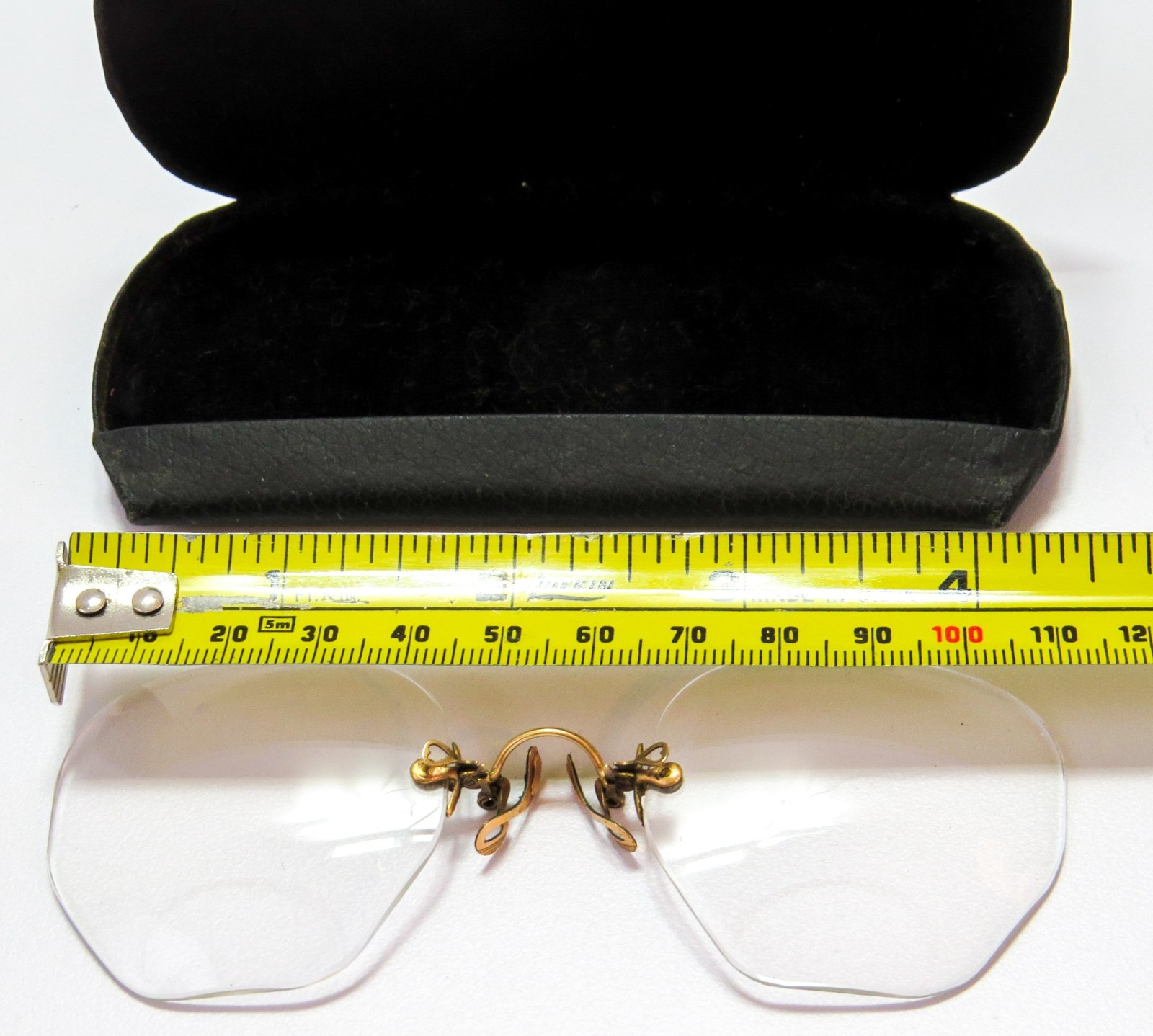 Shur-On Pince-Nez Gold Filled Vintage Glasses Nose Pinch Frames & Case