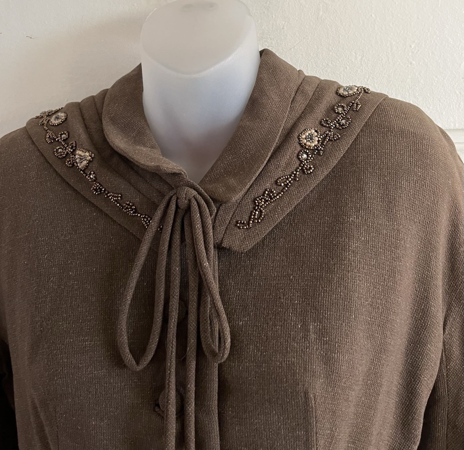 1940s Vintage WWII Chas Kupersmith Sailor Collar Beaded Gabardine Blazer Jacket!