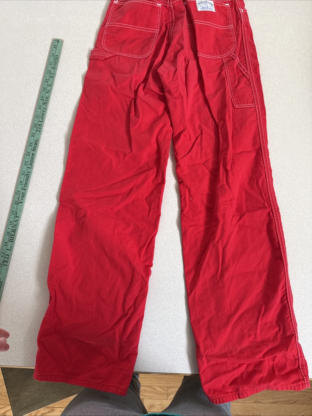 VTG 80’S WRANGLER RED CARGO PANTS BAGGY JUNIOR SZ 9 BORN IN USA MADE (37)