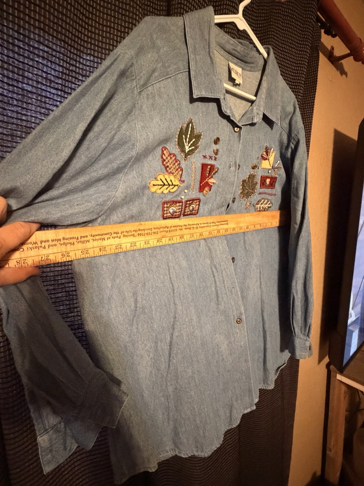 Vintage Kroft 2XL Women’s Denim Long Sleeve Embroidered Autumn Button-down Shirt