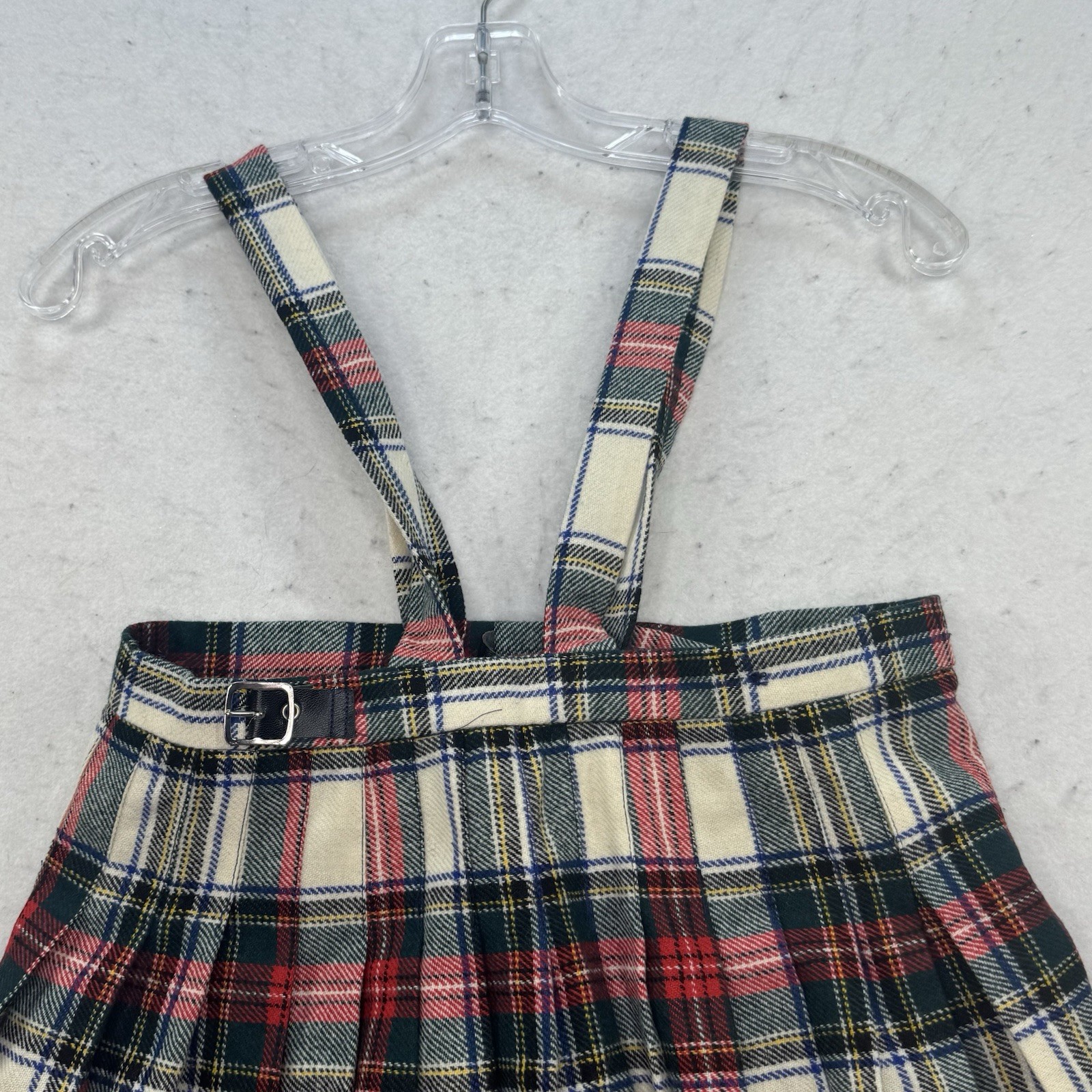 VTG Pure Wool Britain United Kingdom Plaid Kilt Skirt Size 4 Bibs 4T Heathlyn