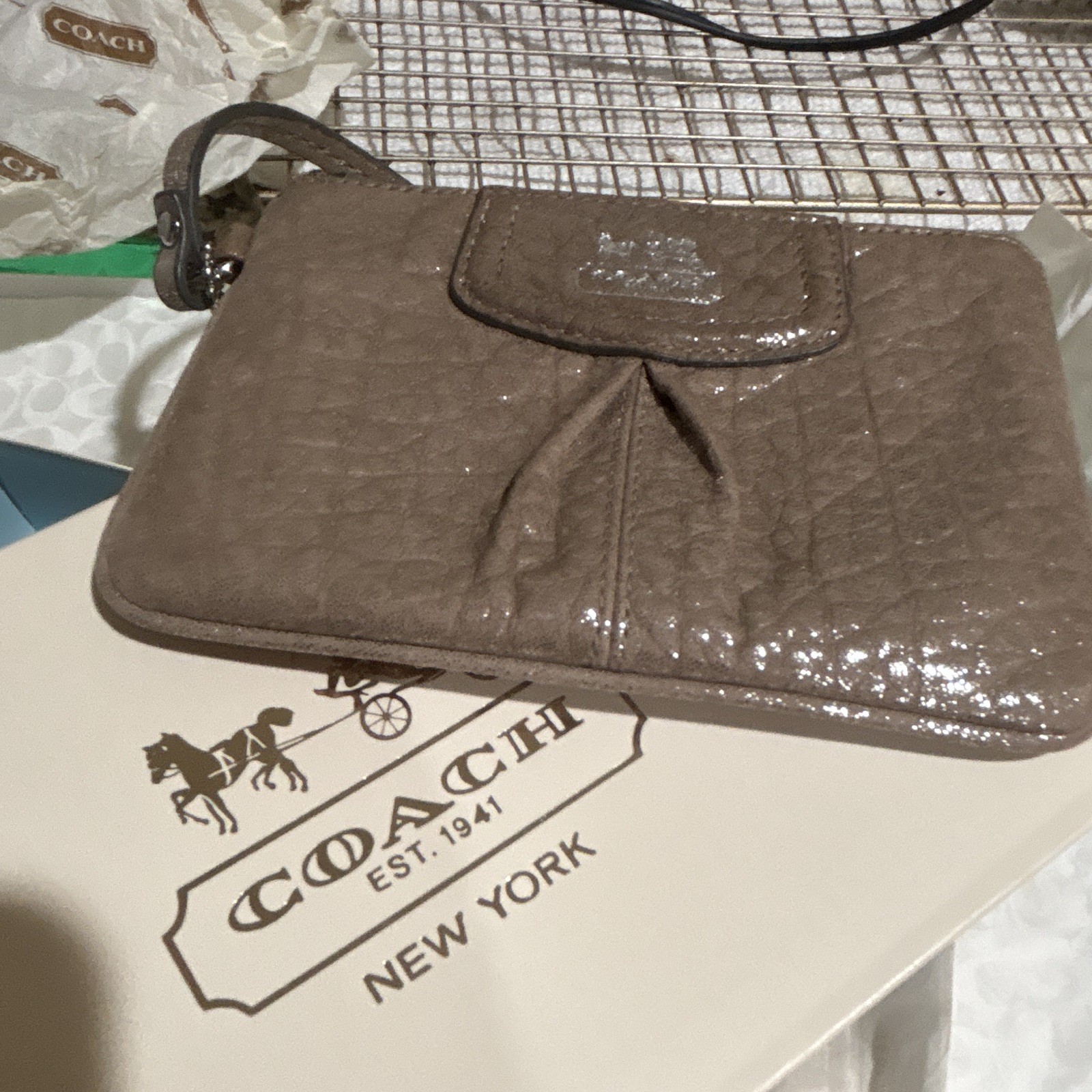 Coach Vintage Taupe Glittery Leather