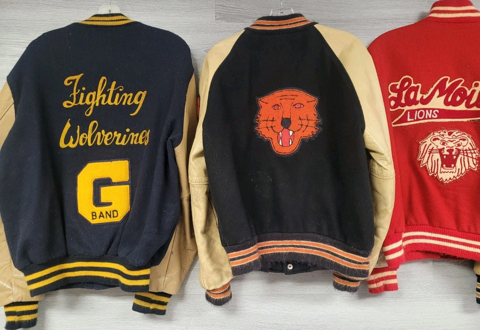 LOT OF 11 VINTAGE LETTERMAN JACKETS VARSITY LEATHER WOOL VINTAGE 50s 60s 70s 80s