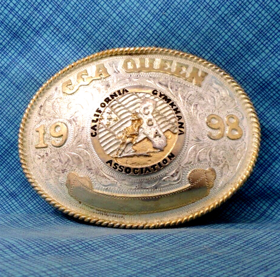 California Gymkhana Assoc CGA Queen Trophy Belt Buckle 1998 Vtg Mexico .SHY338