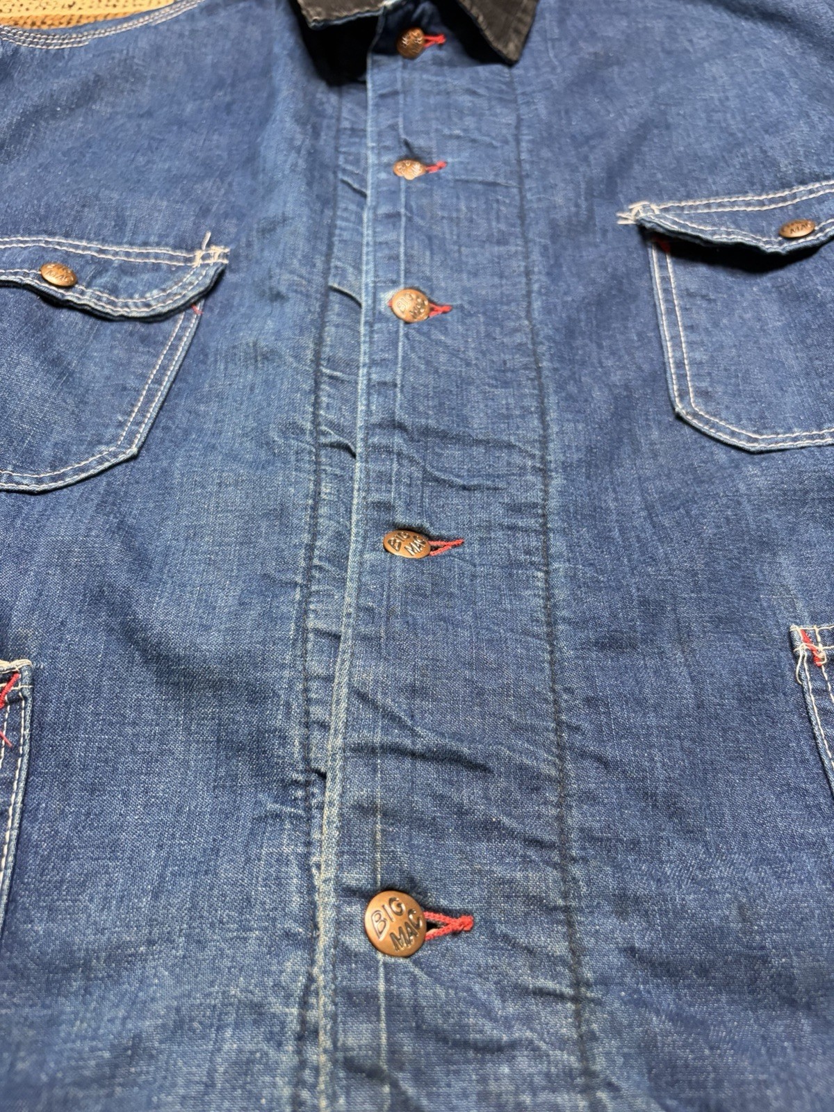 Vintage 60s Big Mac Sanforized Penneys Lined Denim Chore Coat Jacket Size XXL