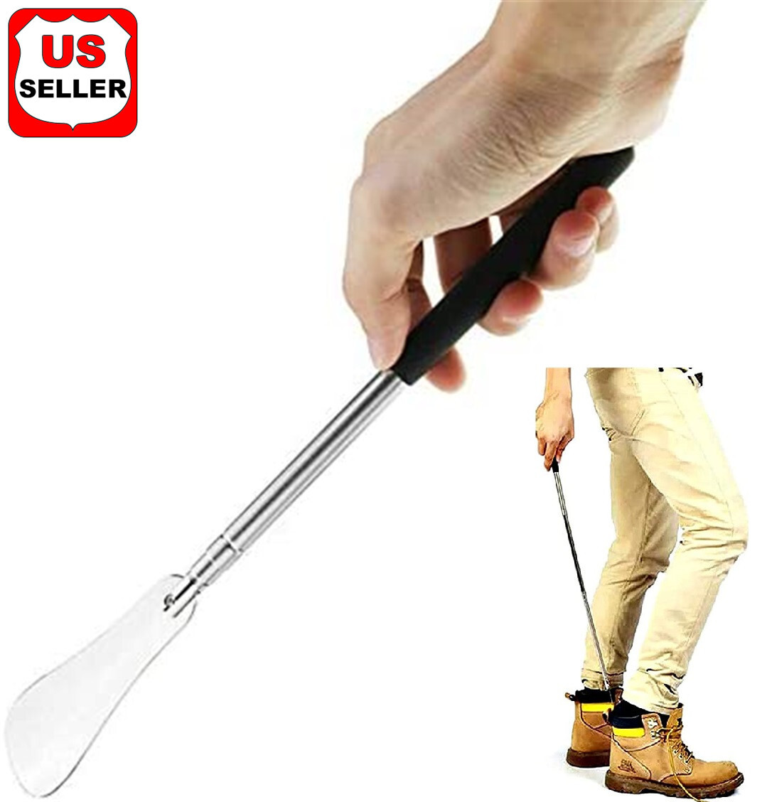 New Extra Long Handle Shoe Horn Stainless Steel 25″ Handled Metal Shoehorn Horns