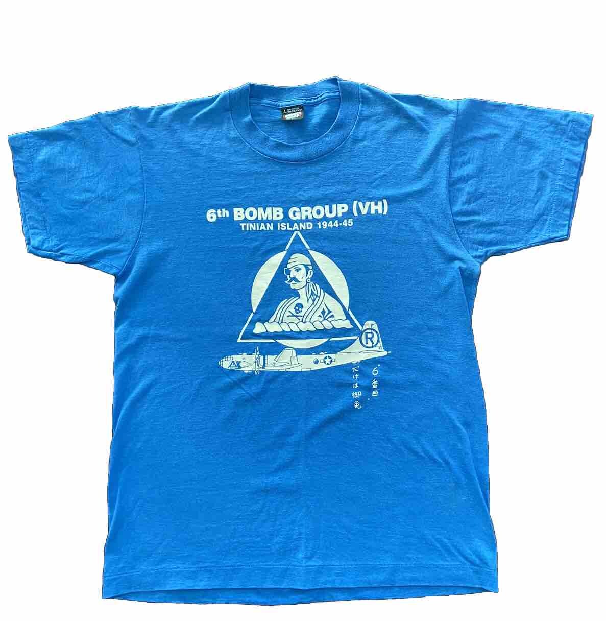 Vintage 6th Bomb Group (VH) Tinian Island 1944-45 T Shirt Single Stitch Tee Sz L