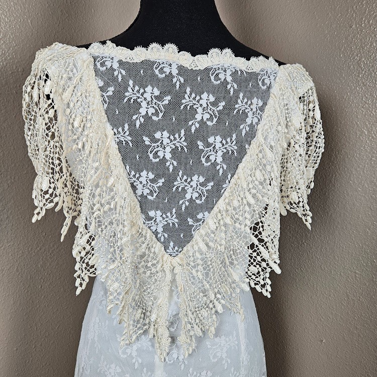 Coquette Romantic Scott McClintock Vintage 70s80s Ivory Lace Fairycore Dress 16