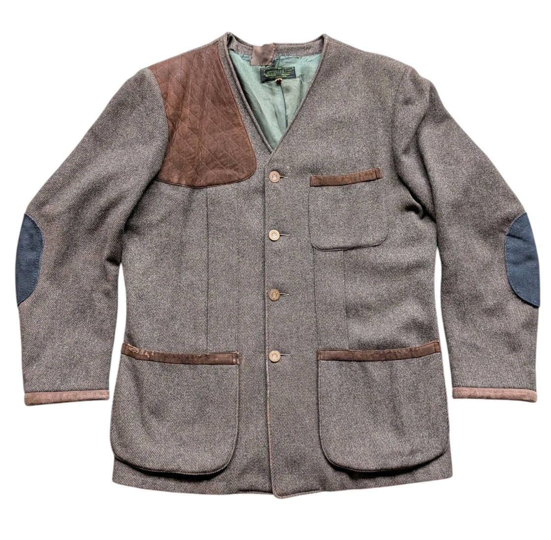 1950s Abercrombie And Fitch Hunting Shooting Jacket 40 Camel Wool Shoulder Patch