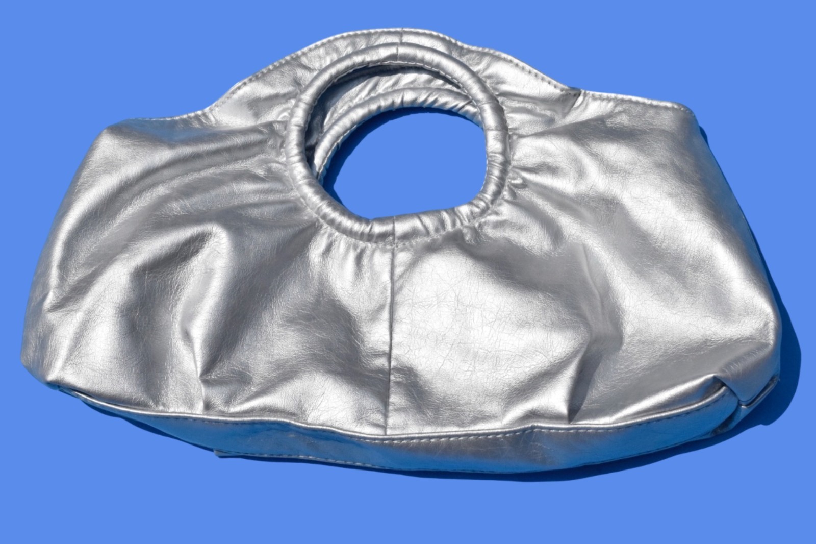 2000s Silver Metallic Slouchy Clutch Purse