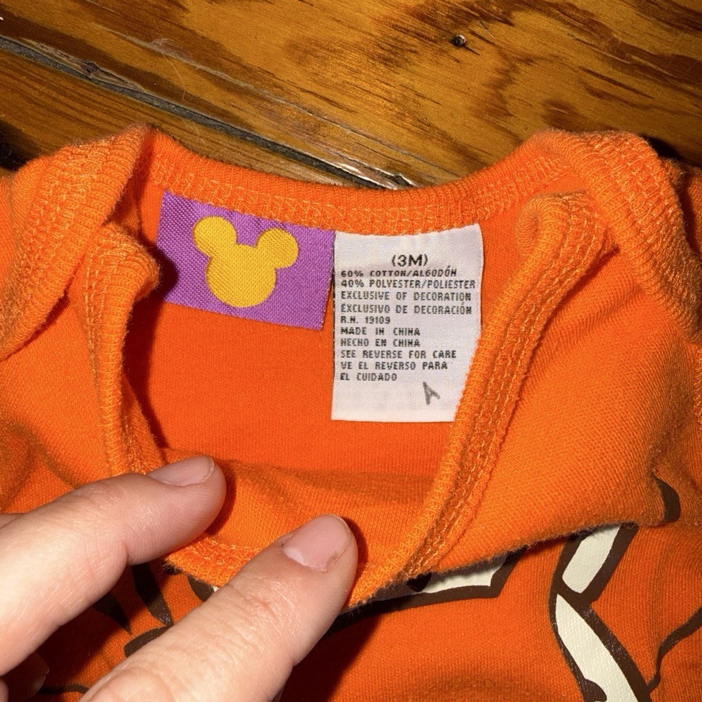 Vintage Disney Baby Tigger Orange Graphic Print Crew Neck T-Shirt 3M