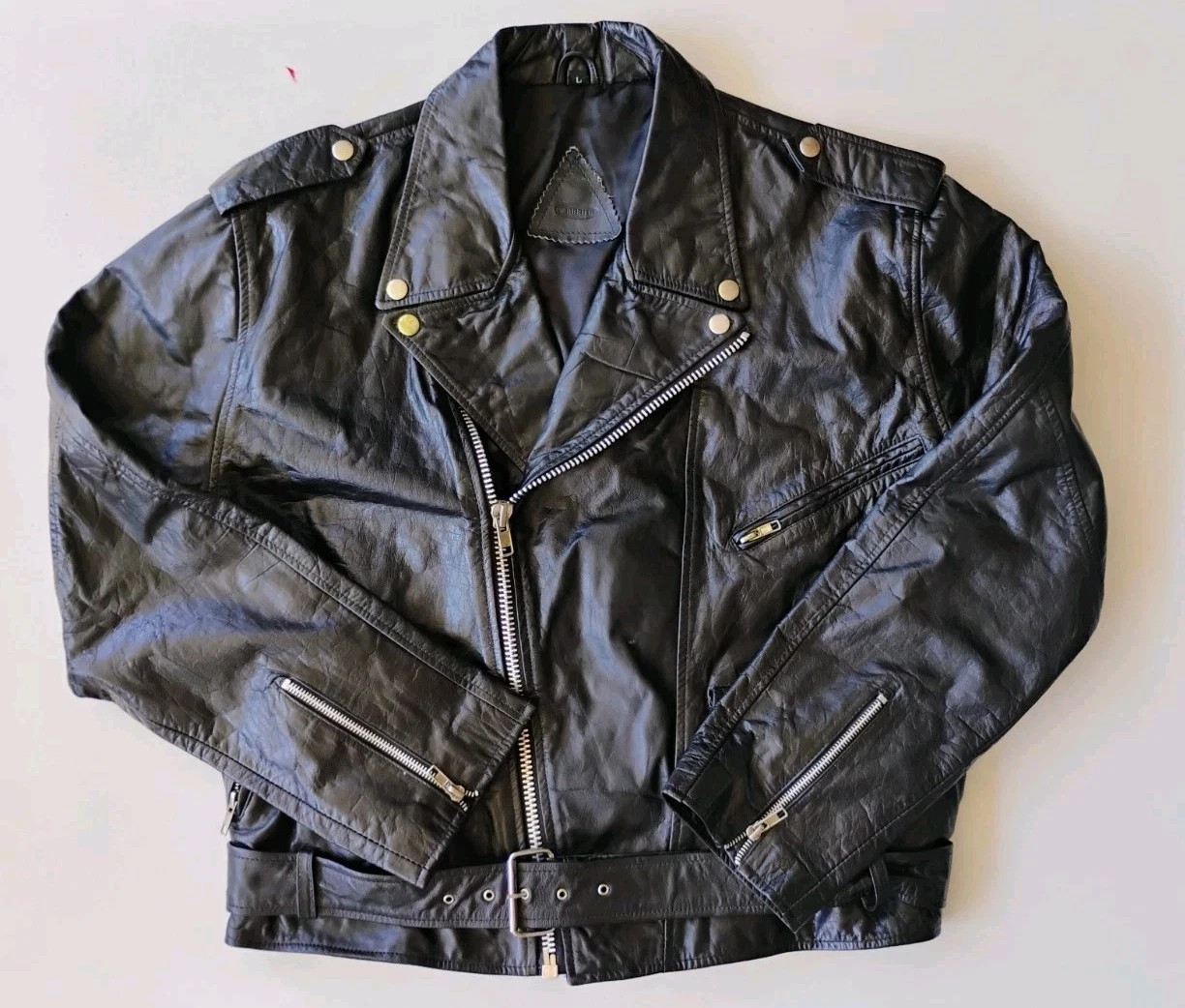 WARRIER VINTAGE SOFT BLACK LEATHER WOMEN’S BIKER JACKET SIZE LARGE MADE IN INDIA