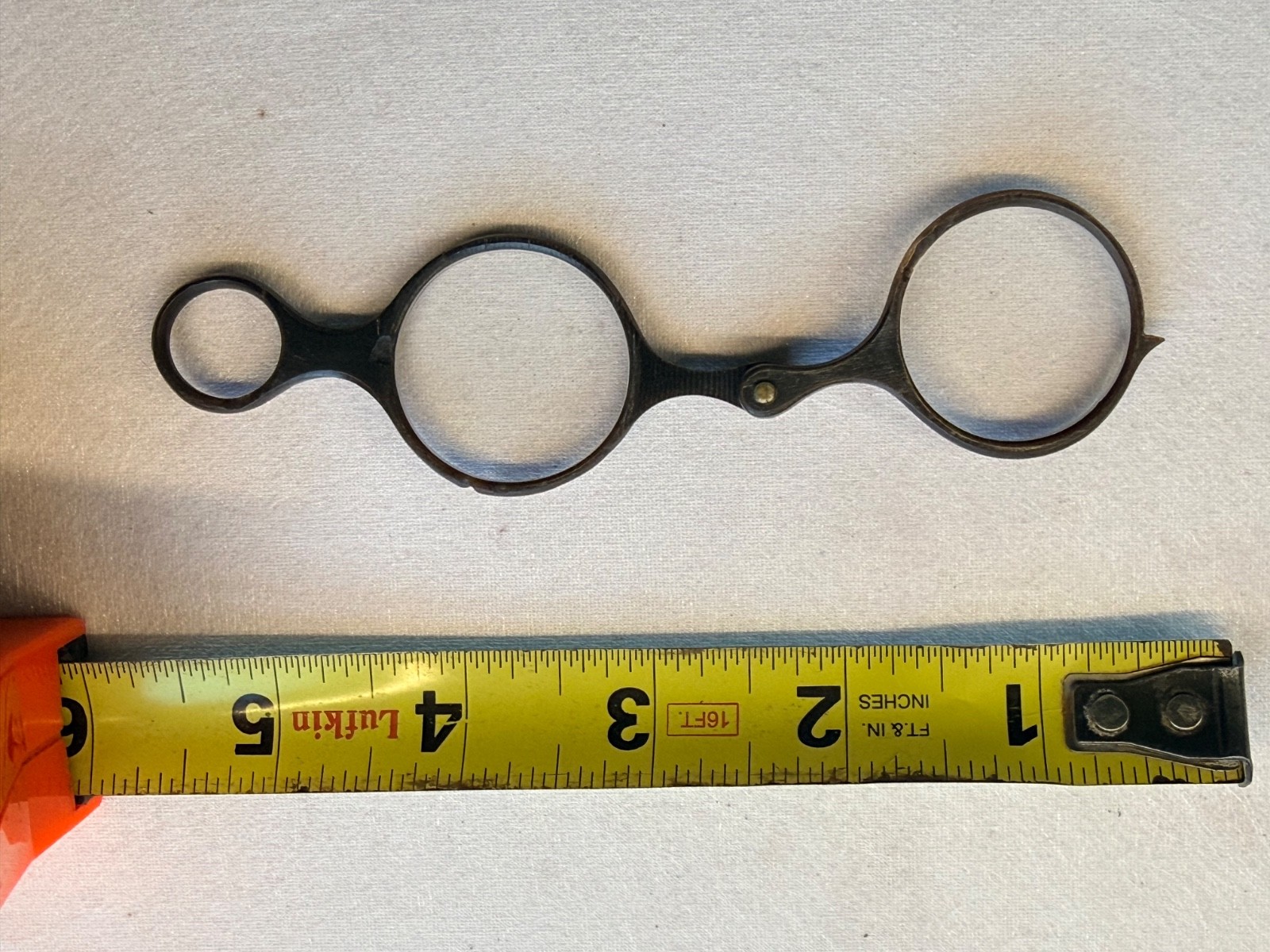Antique 1900s Pince Nez Folding Brown Bakelite Glasses W/Tassel Non-Prescription