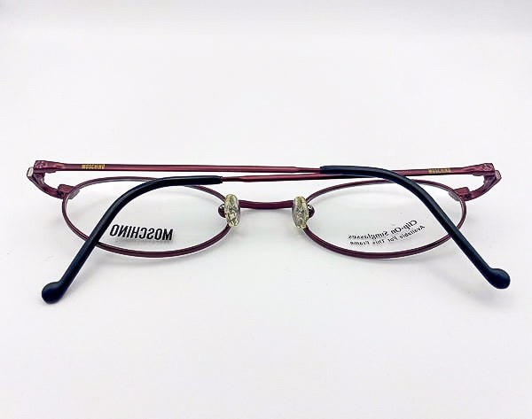 NOS Vintage 1990s Moschino Burgundy Metal Oval Eyeglasses – Made in Italy