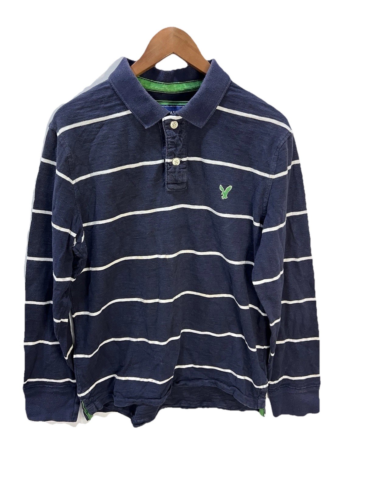 American Eagle Outfitters Y2K Era Long Sleeve Rugby Shirt Embroidered Logo Large