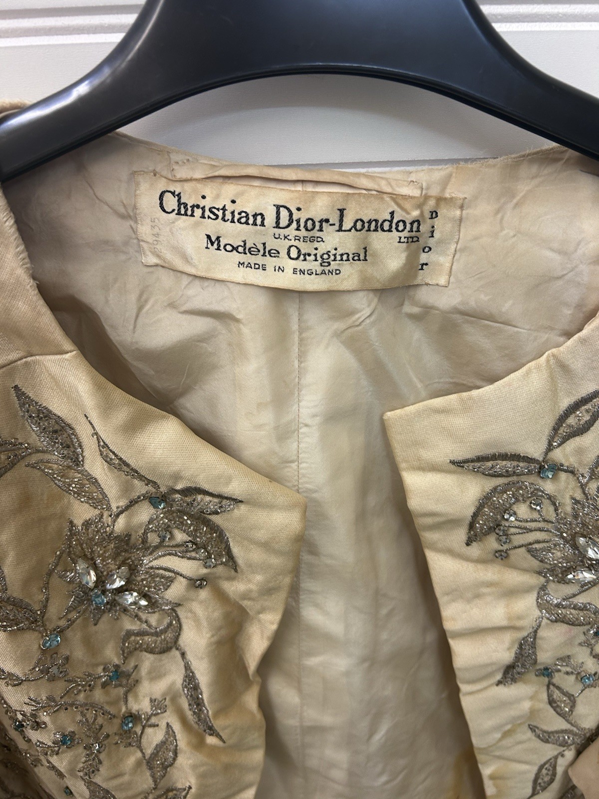 Vintage 1950s Christian Dior London Modèle Original Beaded Silk Couture Jacket