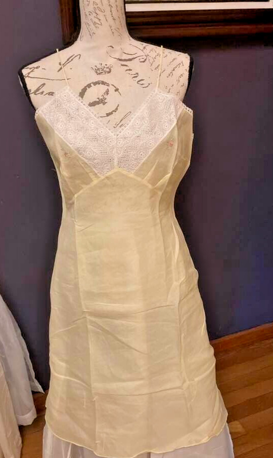 Antique Victorian/Edwardian Cotton/LINEN Full Slip Eyelet Bodice