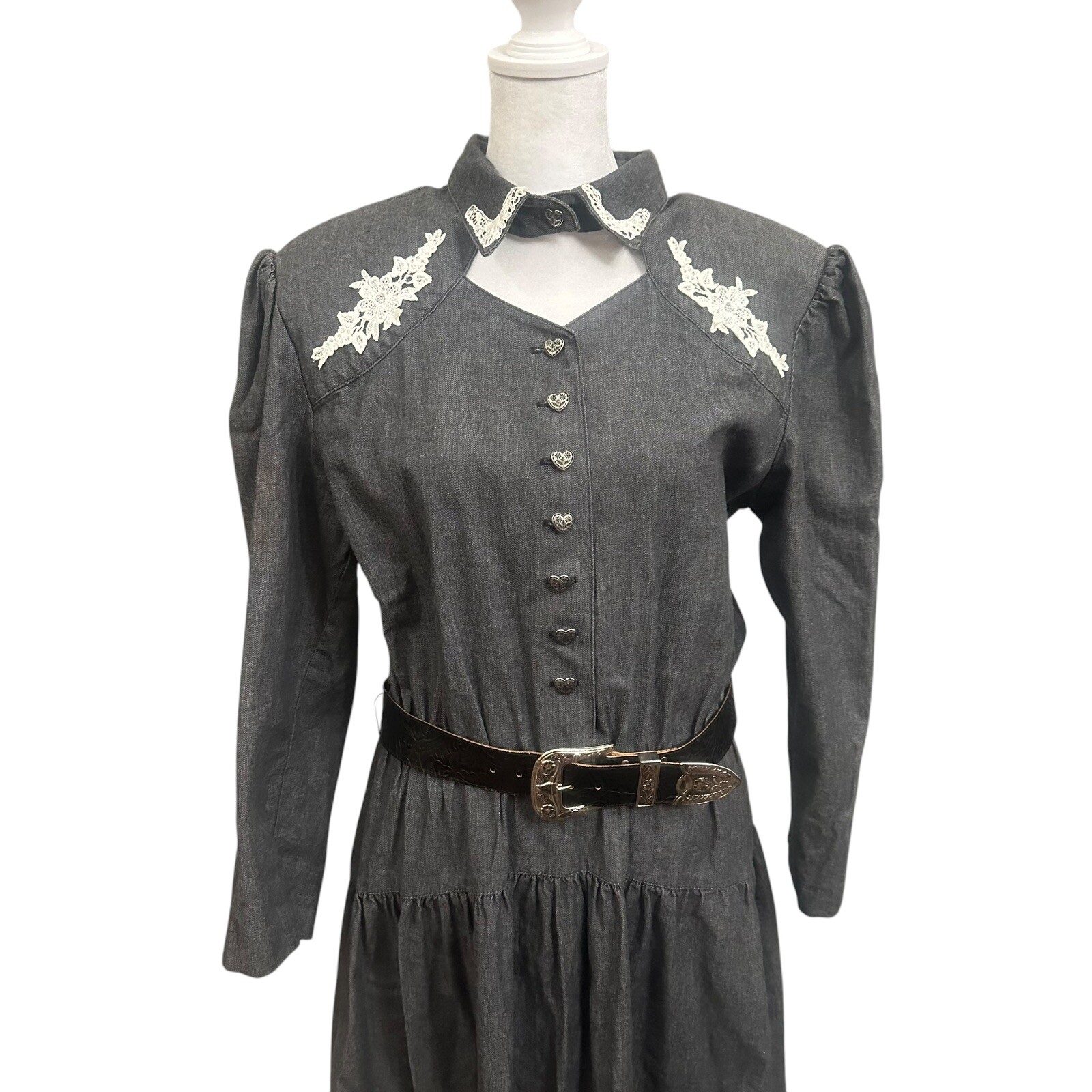 Vintage Miller Stockman Maxi Dress Western Lace Women’s 13/14 Made In USA