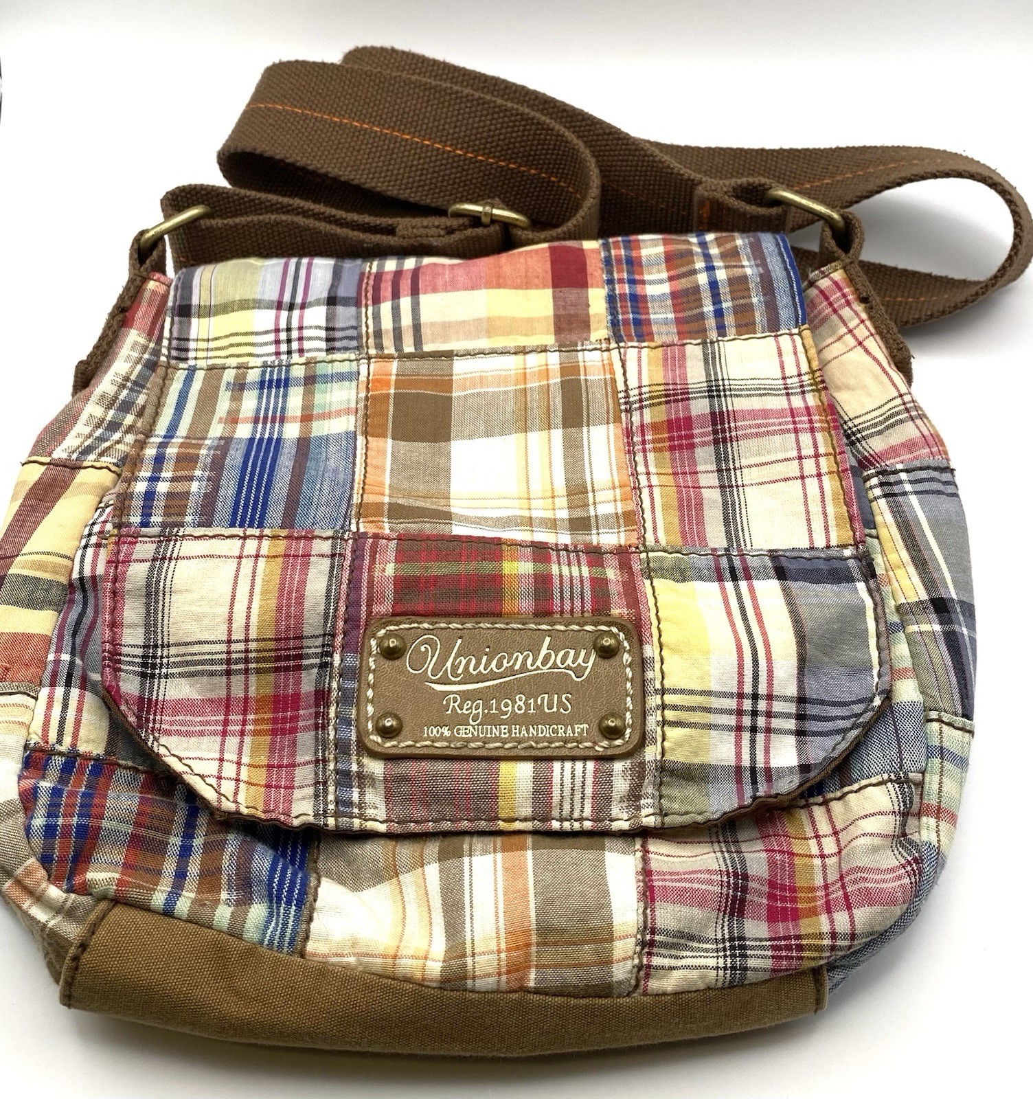Vintage UNIONBAY Multi-color Plaid/ Patchwork Pouch Bag