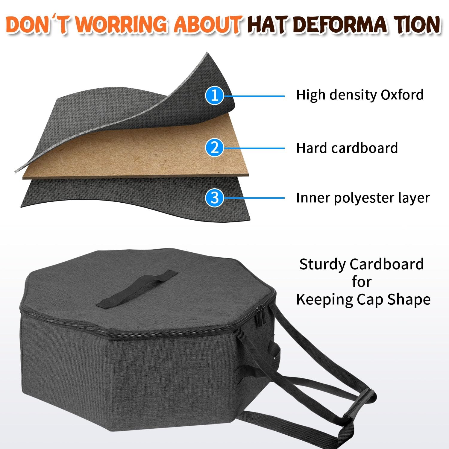 Boczif Hat Storage Box for Women and Men, 8 x 5 x 0.5 inches, Dark Grey