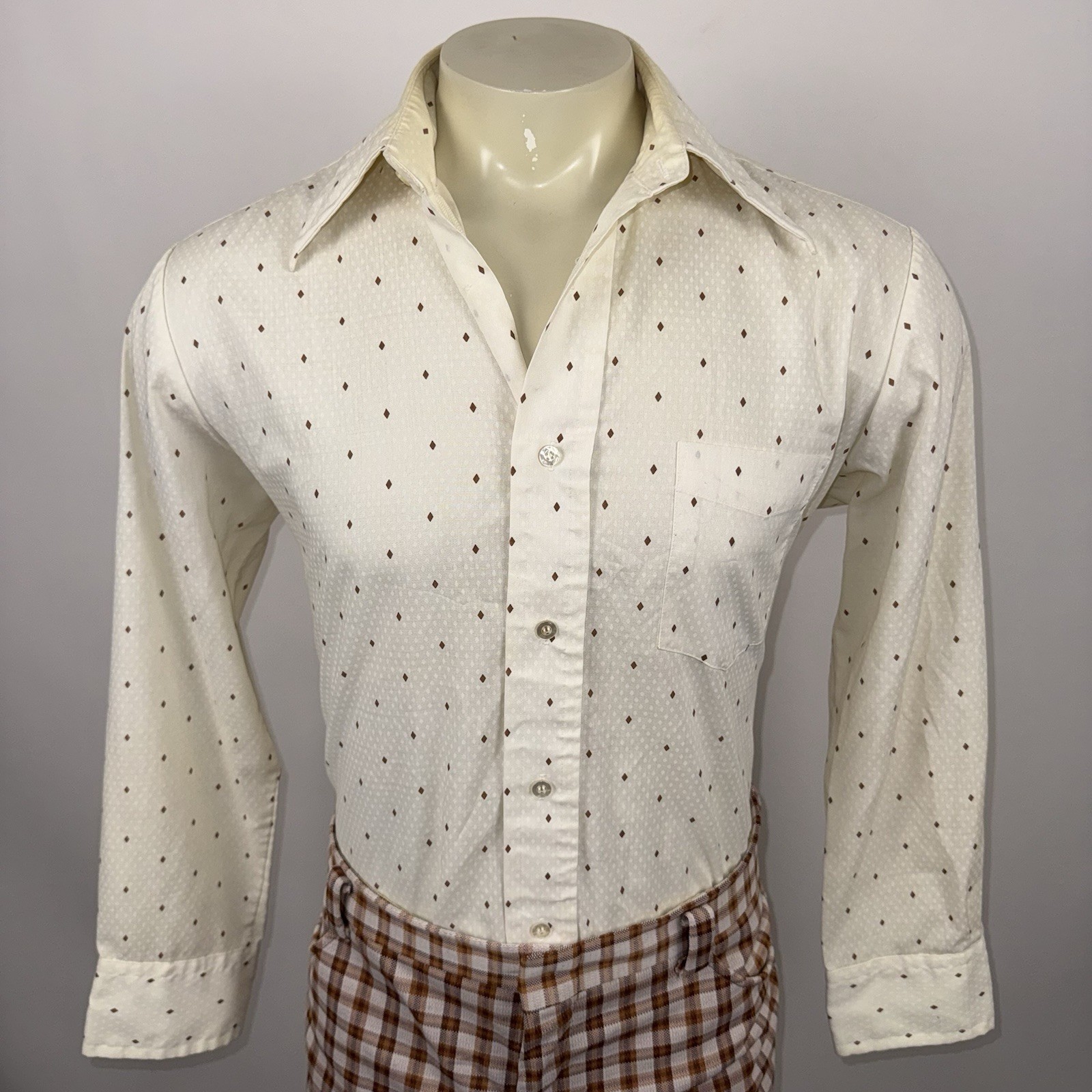 Vtg 60s 70s Mohawk Dress Shirt Hippie Disco Saturday Night Fever Mens 16 Large