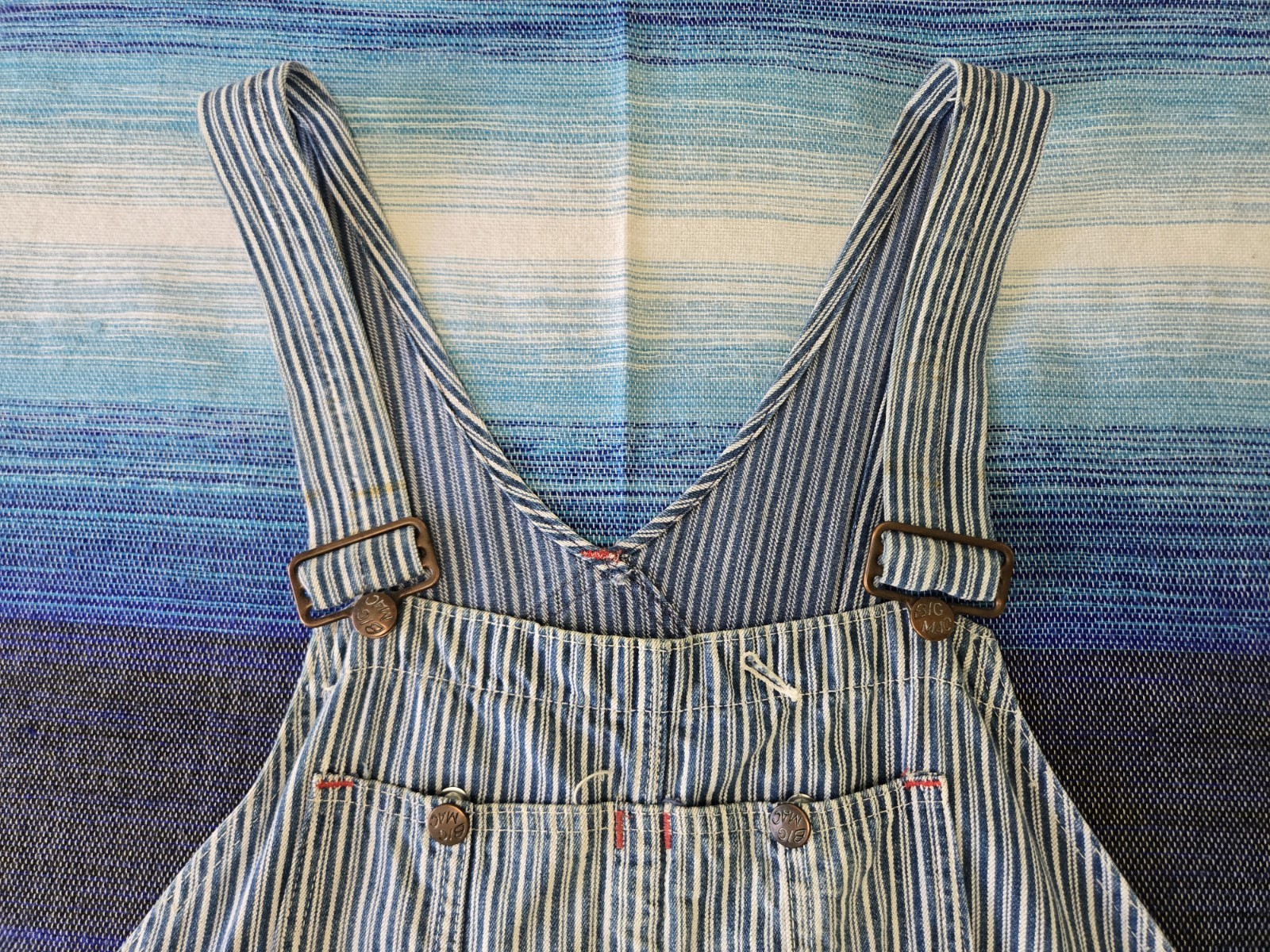 VTG 1970s Penneys Big Mac SquareBak Liberty Stripe Sanforized Overalls, 46×29