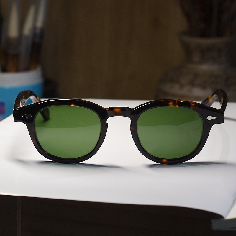 Vintage Johnny Depp sunglasses mens womens tortoise glasses green glass lenses