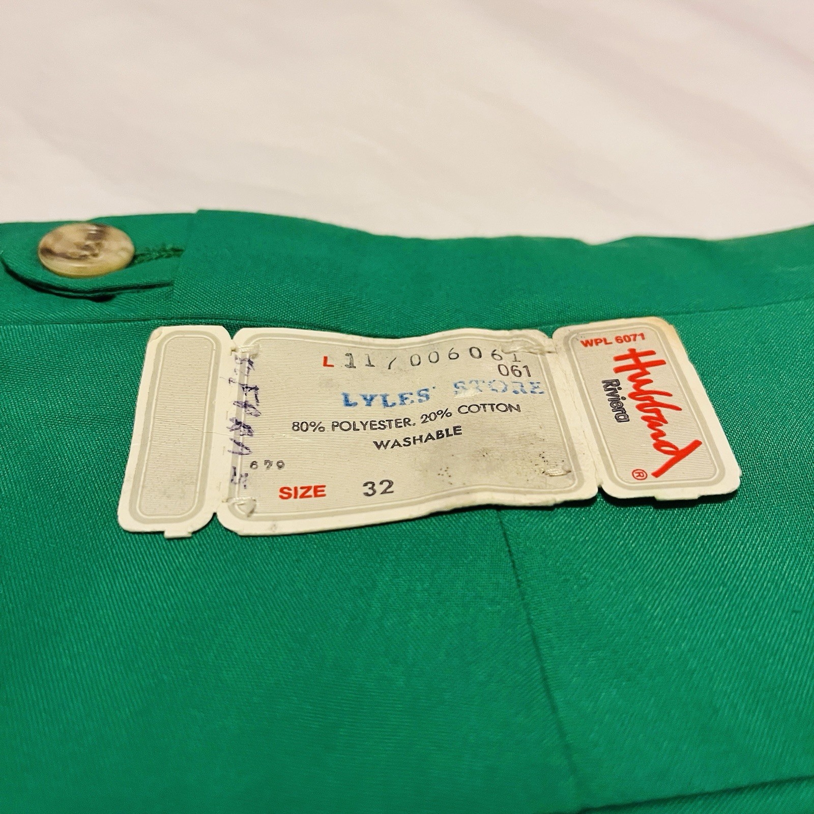 Vintage Green Hubbard Golf Pants Slacks Polyester Cotton Disco NOS Deadstock 32