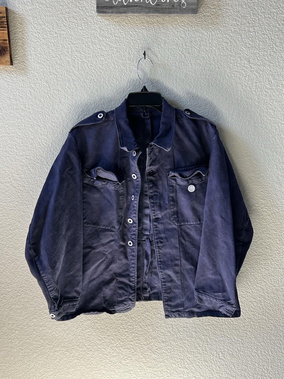 Swiss Denim Prison Shirt Jacket WW2 Era, KMV Lupress, Donut Buttons, Size L