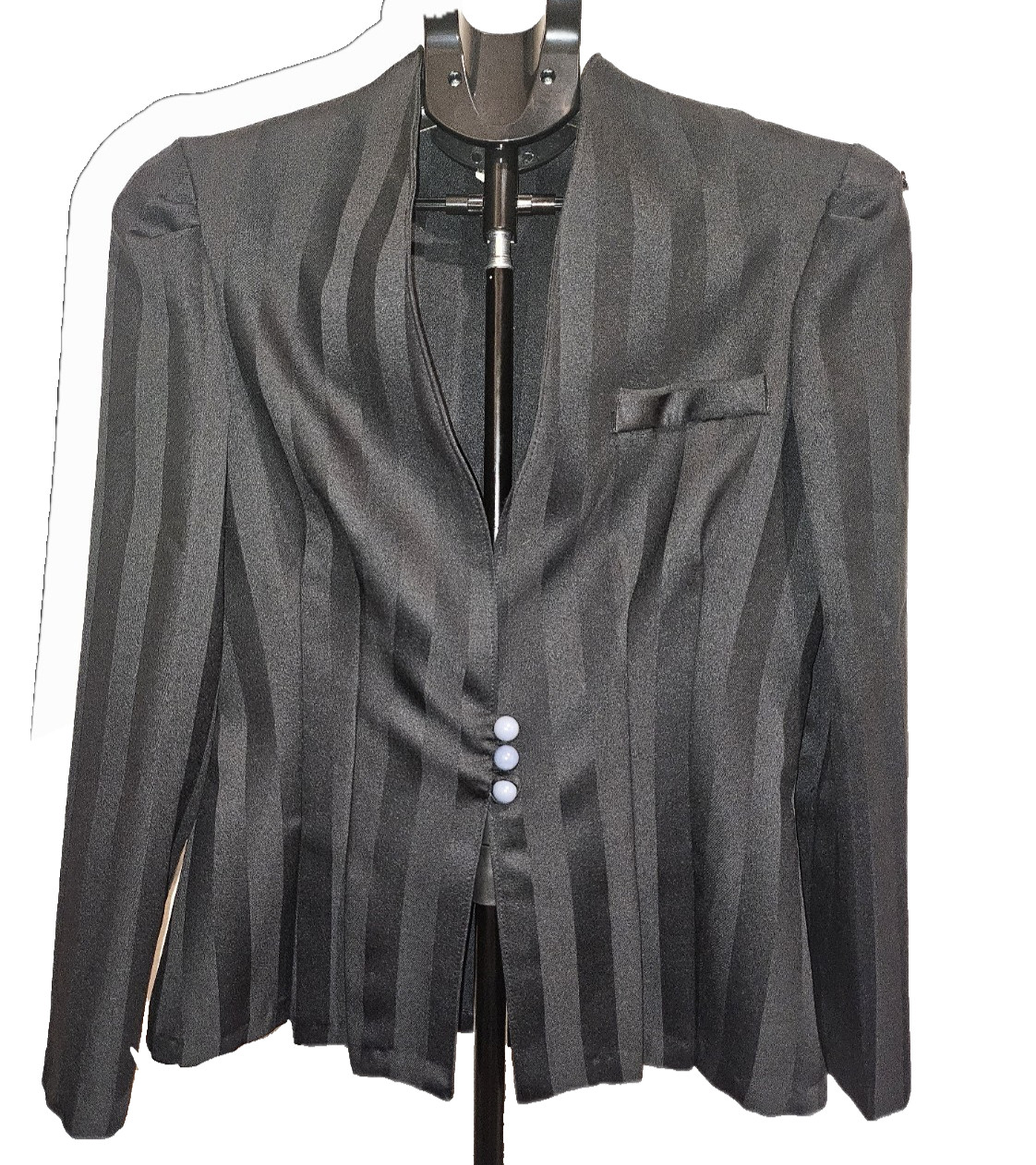 VTG 80s Black Shadow Stripe Tuxedo Blazer 13/14 Goth Beetlejuice New Wave USA
