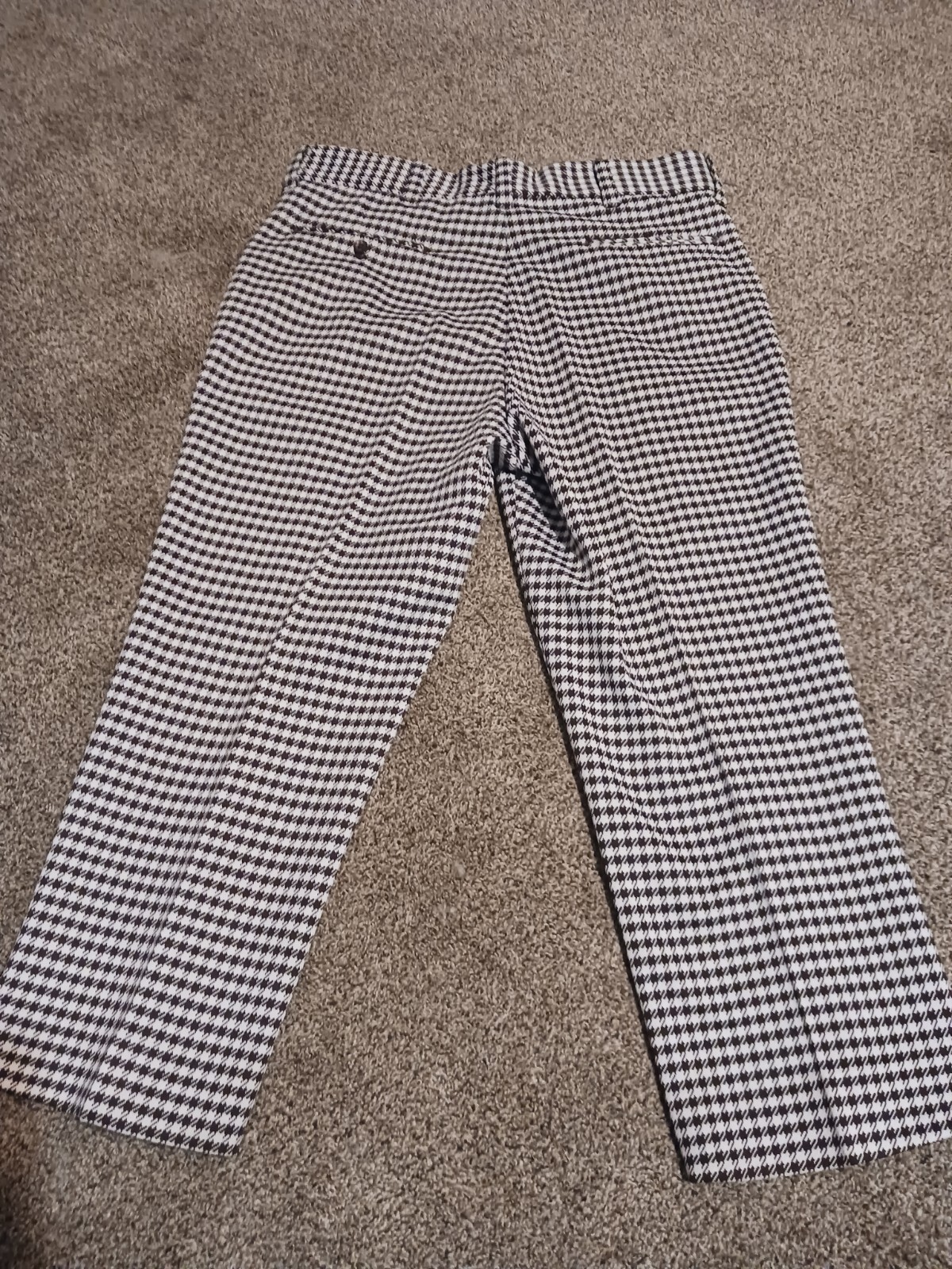 Farah Polyester Pants Capris Black White Houndstooth 35×24 Hemmed Vtg 70s USA