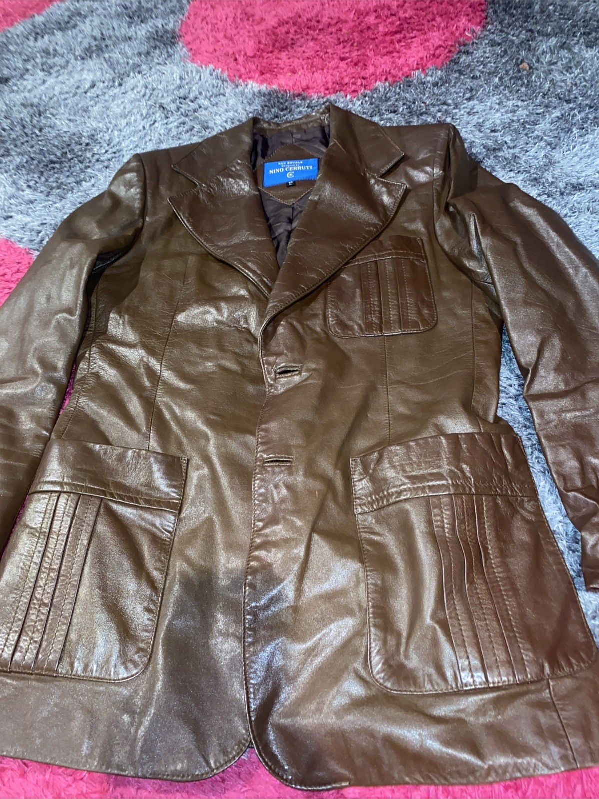 VTG Rue Royale Nino Cerruti Leather Jacket 40L Festival 70s Bob Dylan