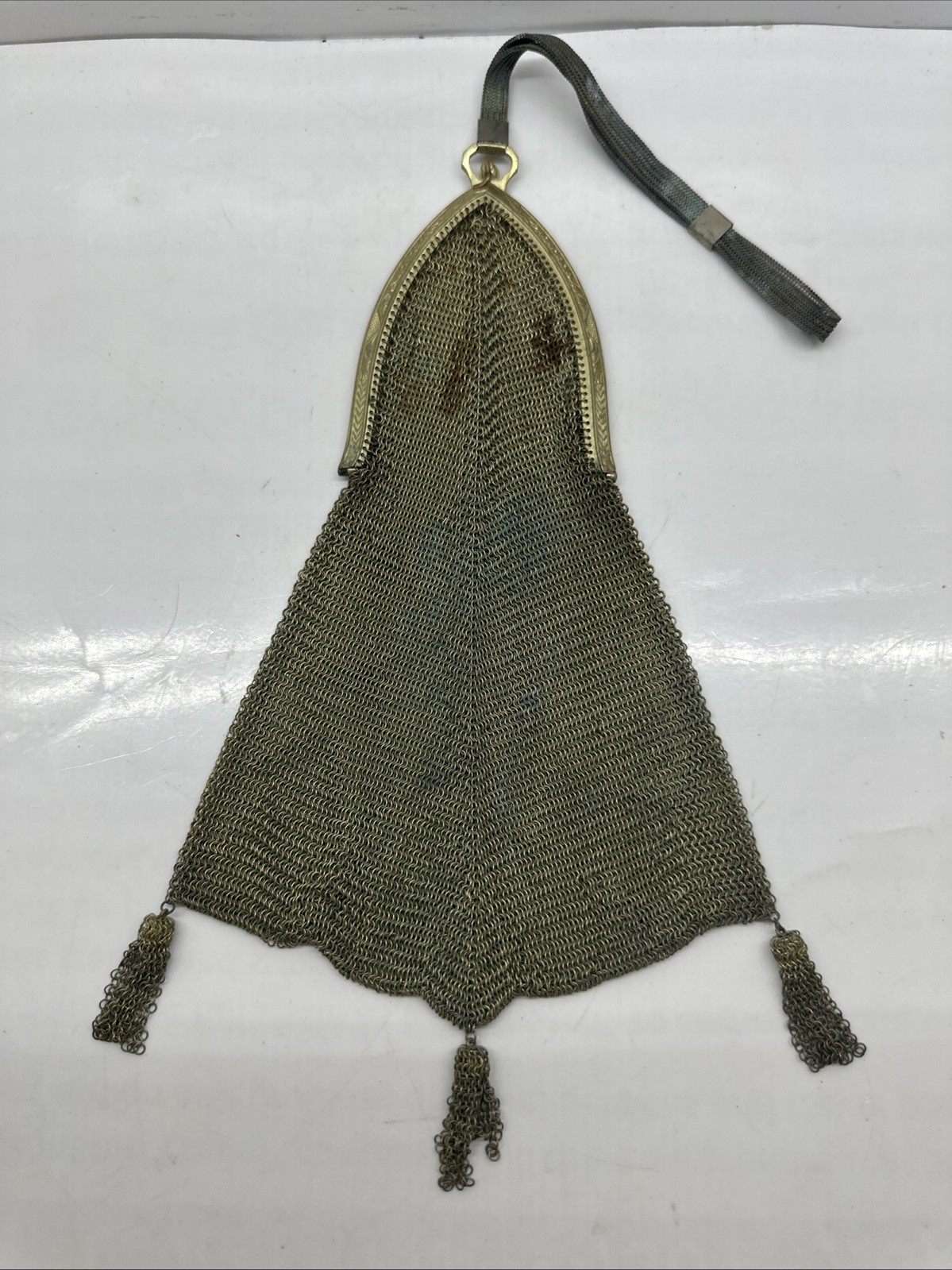 Antique 1920 Whiting and Davis Mesh Bag fine chain mail gold tone flapper purse