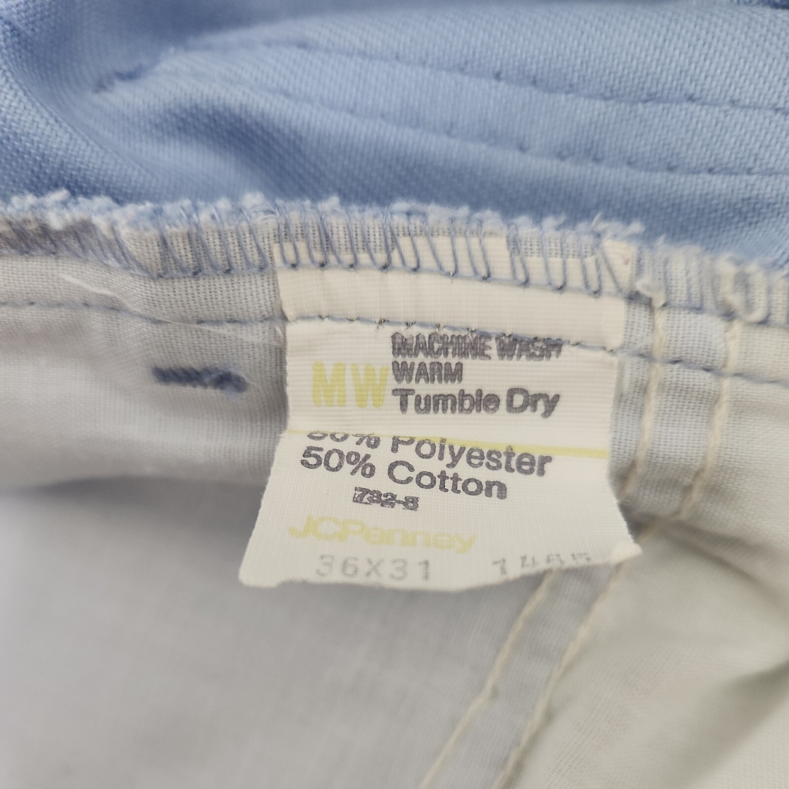 Vintage JCPenney Plain Pocket Pants 36 31 Polyester Cotton Blend Light Blue