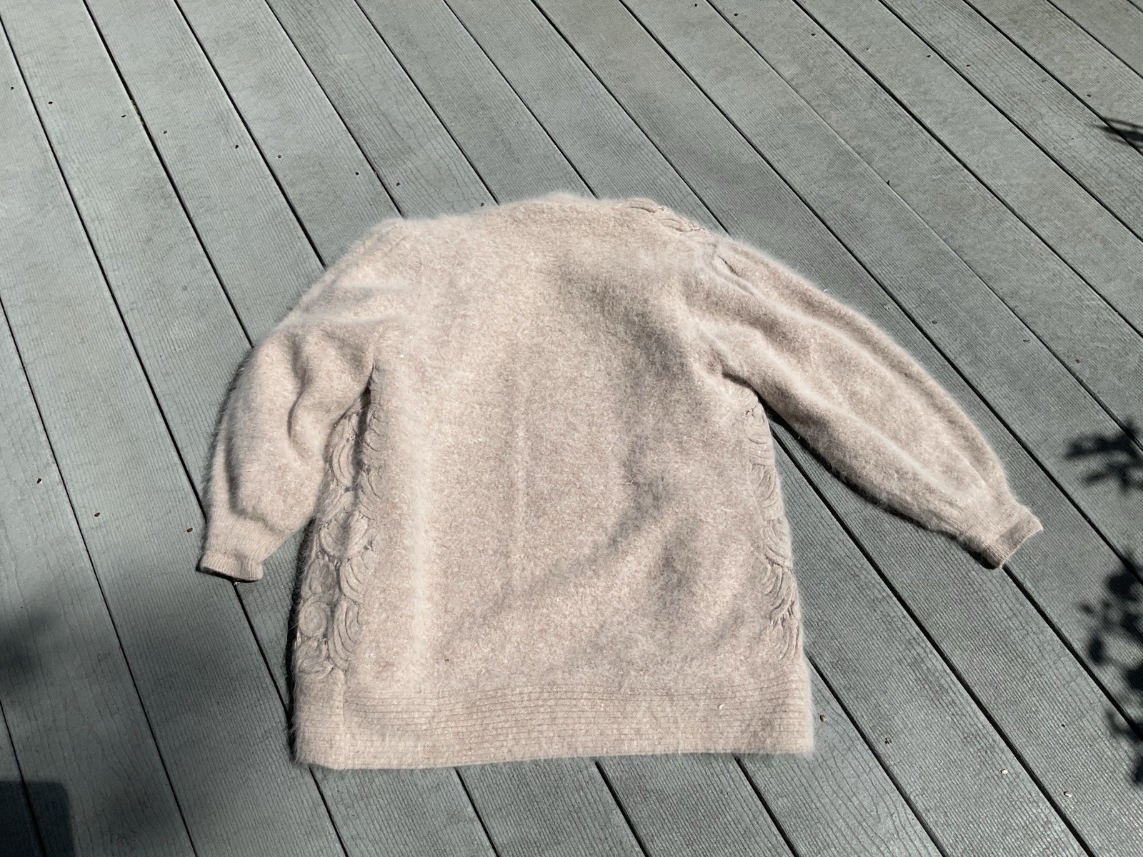 JAMIE Vintage Beige Angora Blend Detailed Cardigan Sweater L Korea