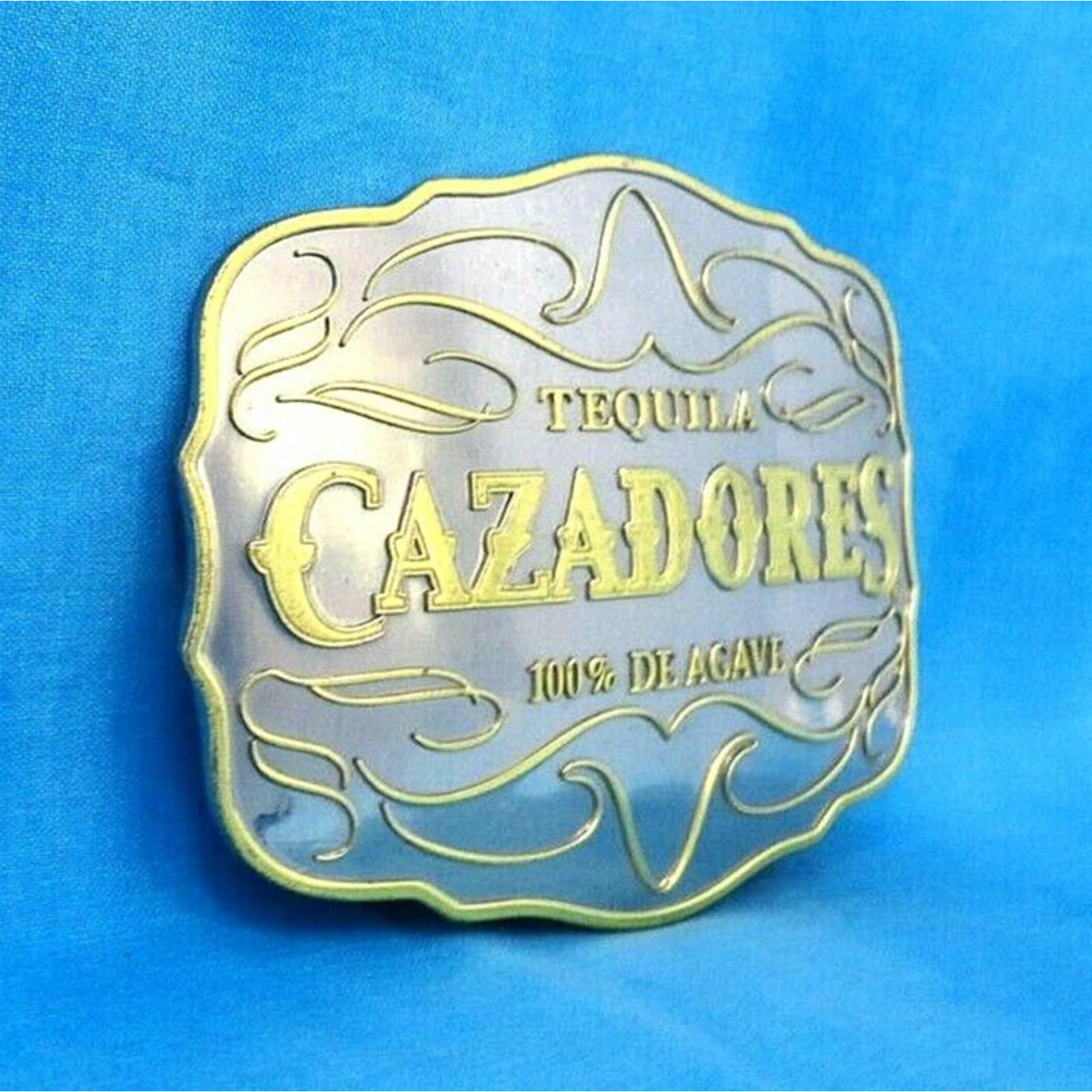 Cazadores Tequila Promo Belt Buckle Large Silver Gold Tone Metal Vtg 90s .BMW463