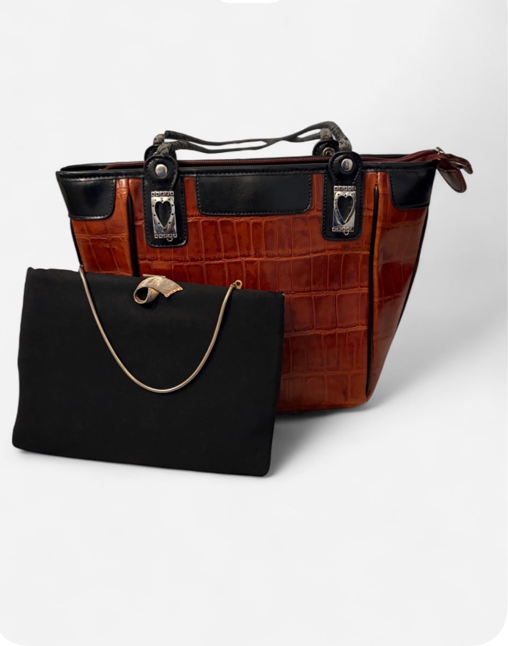 Vintage Handbag Lot (2): 1950s Harry Levine Satin Clutch & Y2K Marc Chantal Tote