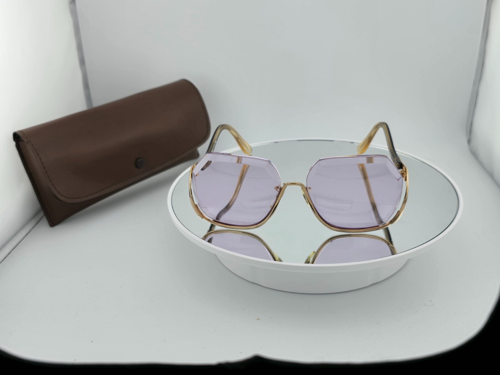 RARE 1980s Versailles Sunglasses Gold Frame w/ Purple Lenses USA 53[]13 Vintage