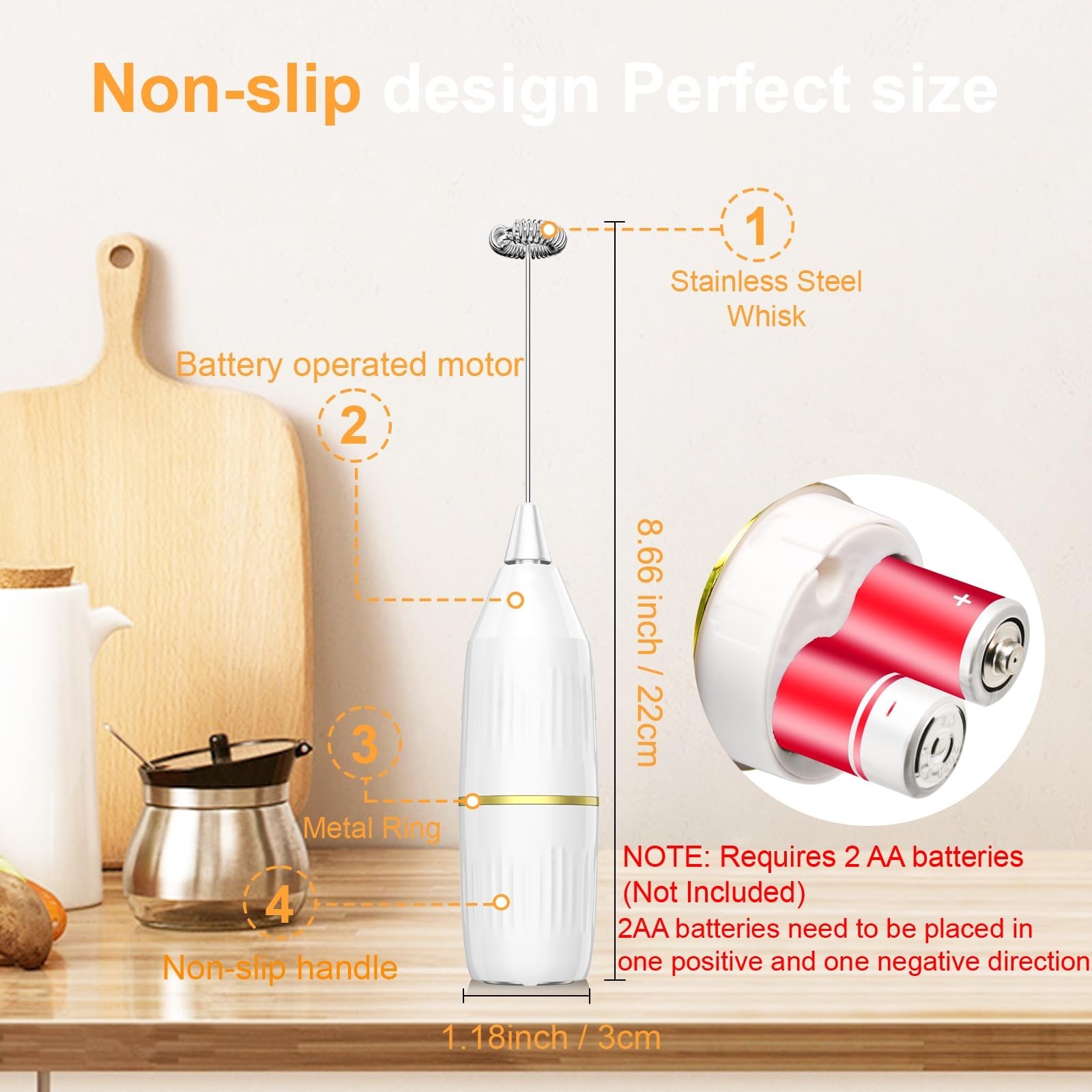 Milk Frother, Mini Mixer for Coffee Latte Matcha, Gift (White) 1 Pcs White
