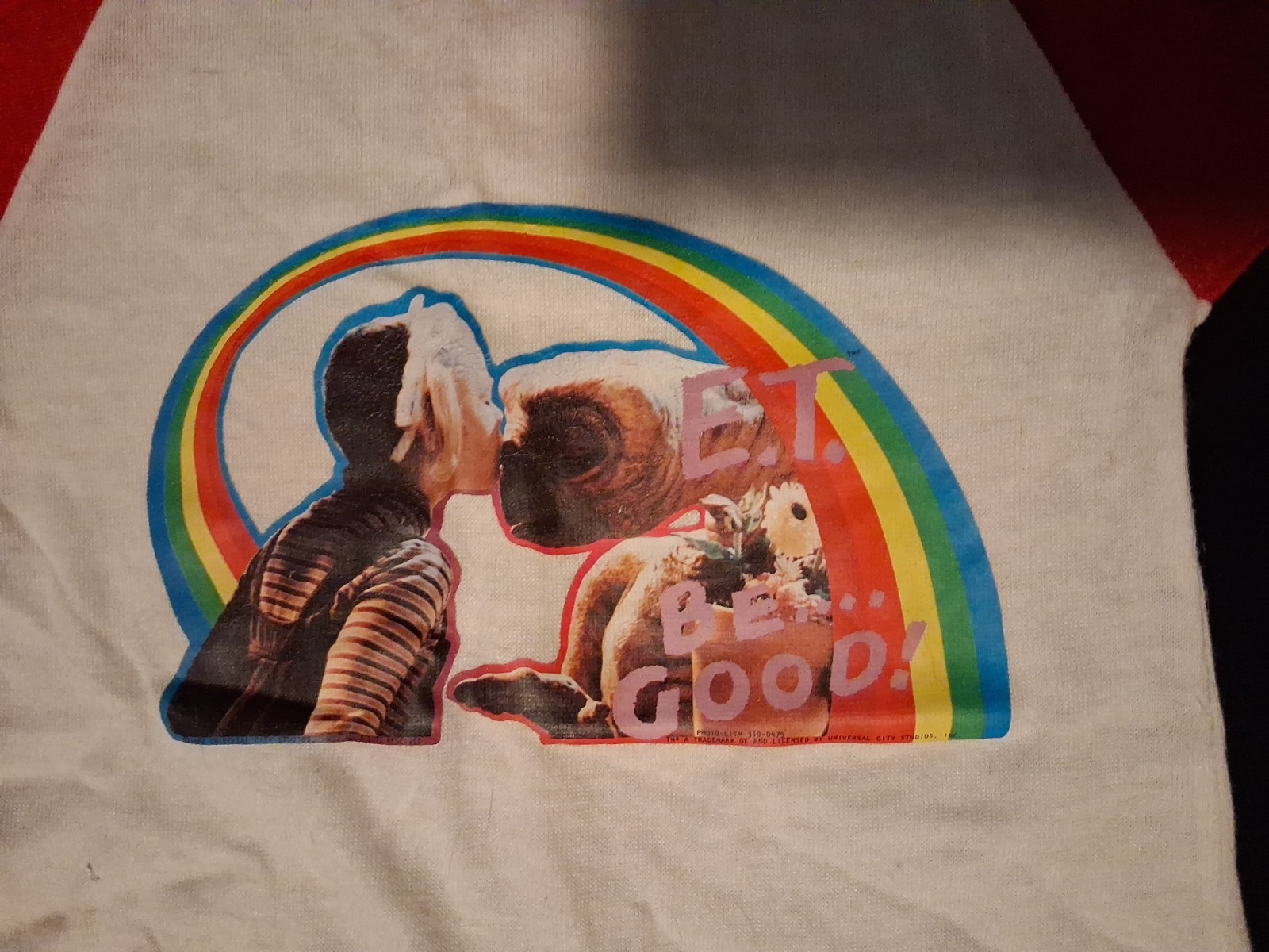 Vintage 80s E.T. The Extra Terrestrial BE GOOD Kids Youth M 12 Rainbow T-Shirt