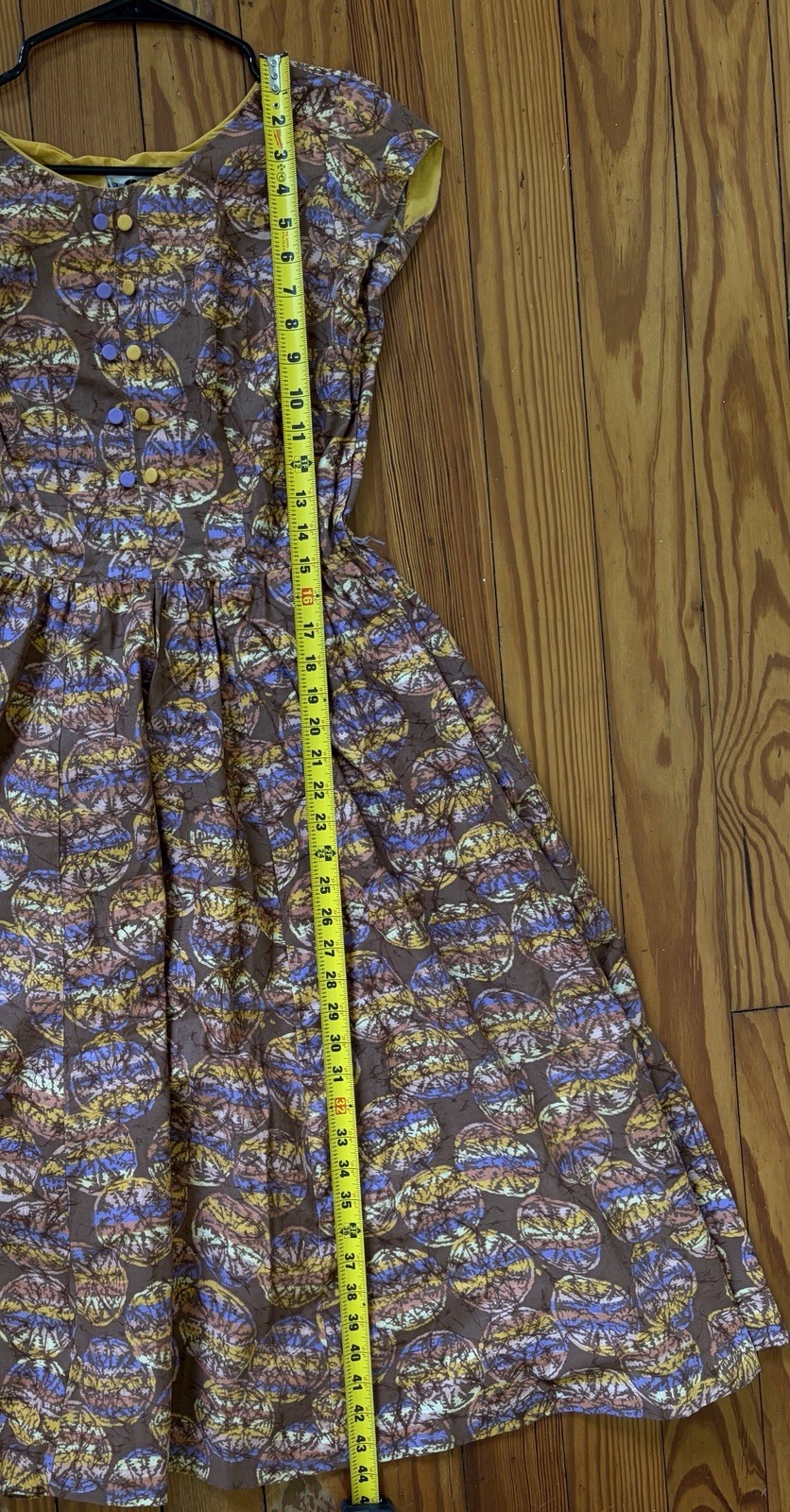 Vtg 1950s Junior Fashions by Carole King Batik Print Day Dress Sz S