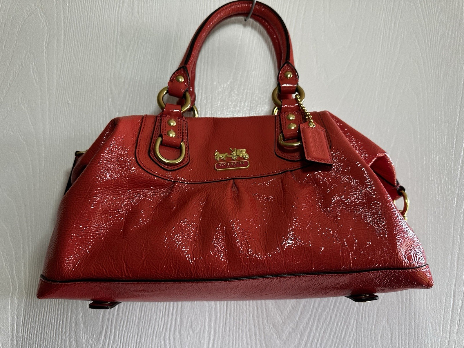 Coach Madison Sabrina Coral Pink Leather Convertible Bag # 12957 Handbag Purse