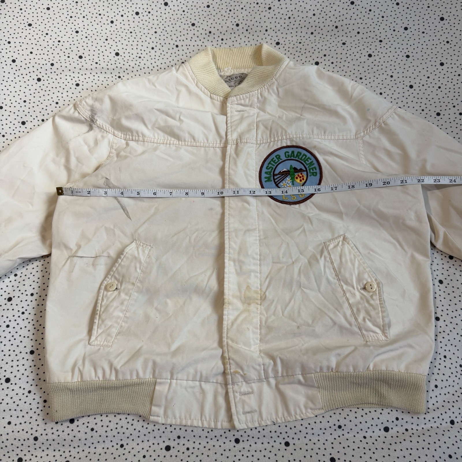 Vintage 1970s Ricco California Jacket Men’s M White Bomber CSU Master Gardener